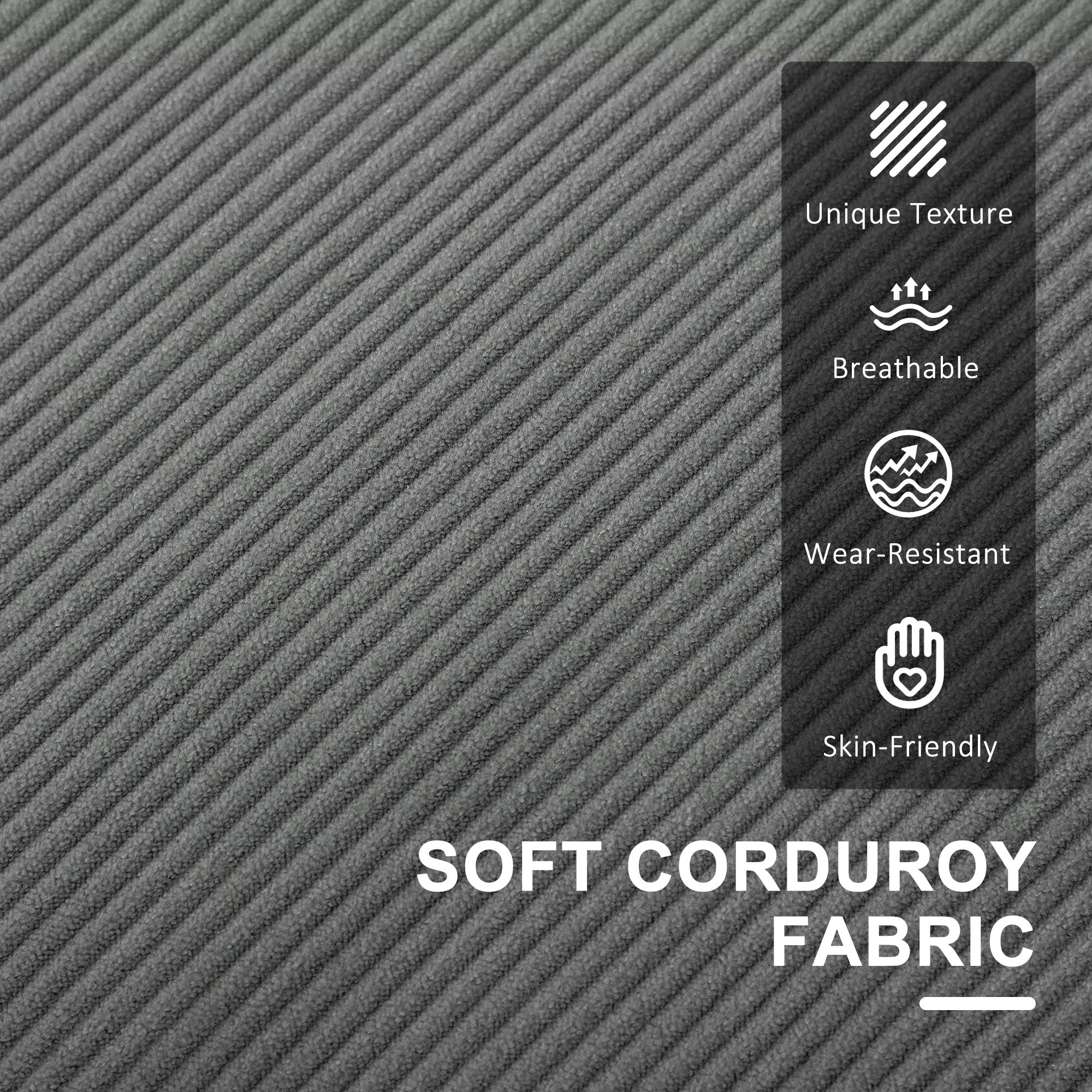 HOMCOM Small Two-Seater Corduroy Sofa - Grey - North Peak Garden Furniture