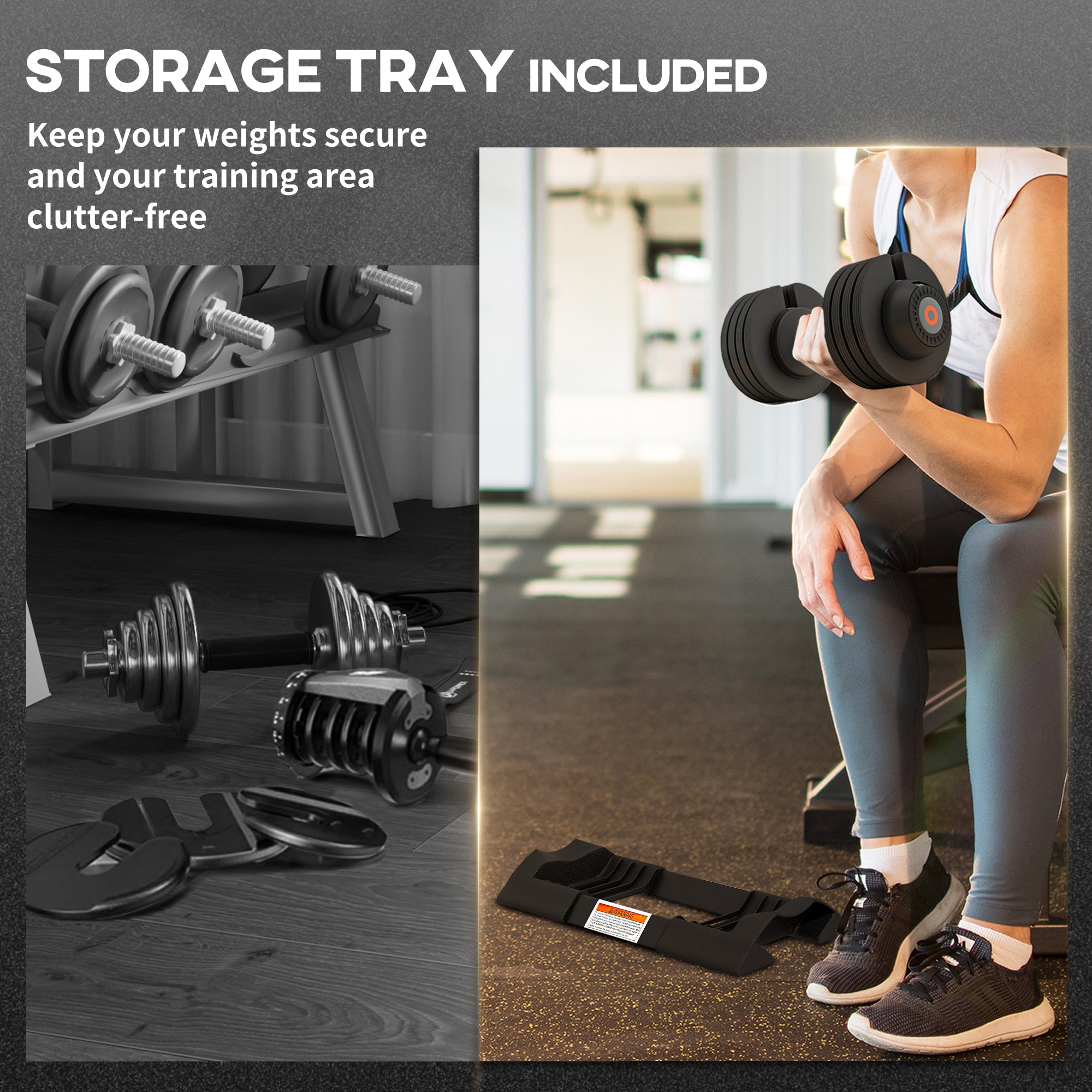 SPORTNOW 2 x 20KG Adjustable Dumbbells Set, 4-in-1 Weights Set with Storage Tray and Non-Slip Handle, Home Gym Fitness Equipment, Black - North Peak Garden Furniture