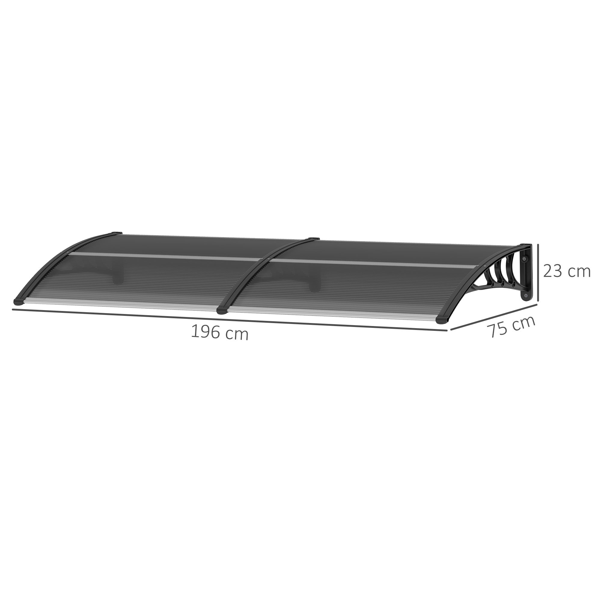 Outsunny Door Canopy Awning Outdoor Window Rain Shelter Cover for Front/Back Door Porch Black 196 x 75cm - North Peak Garden Furniture