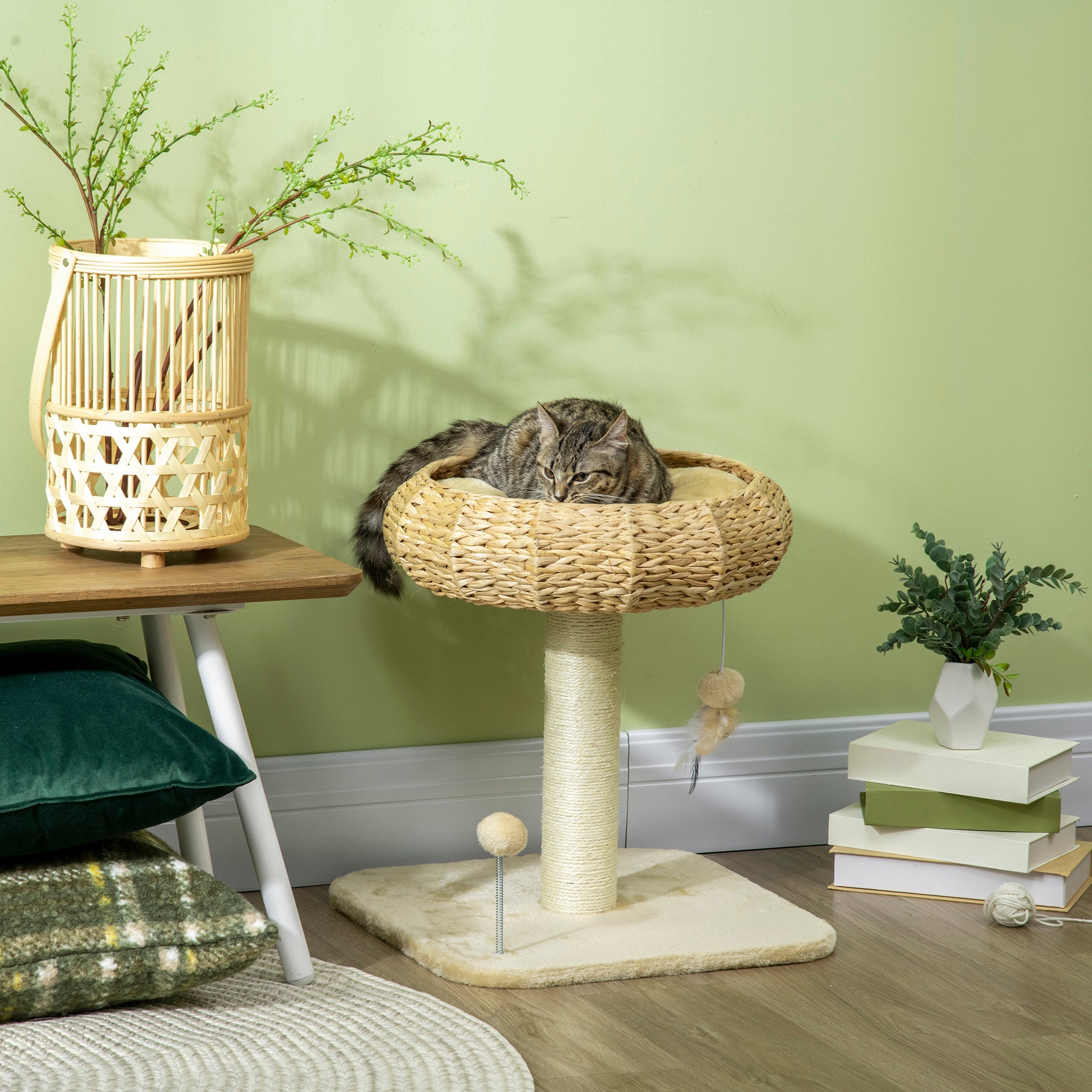 PawHut 51cm Cat Tree Kitten Tower, with Sisal Scratching Post, Top Bed, Toy Ball