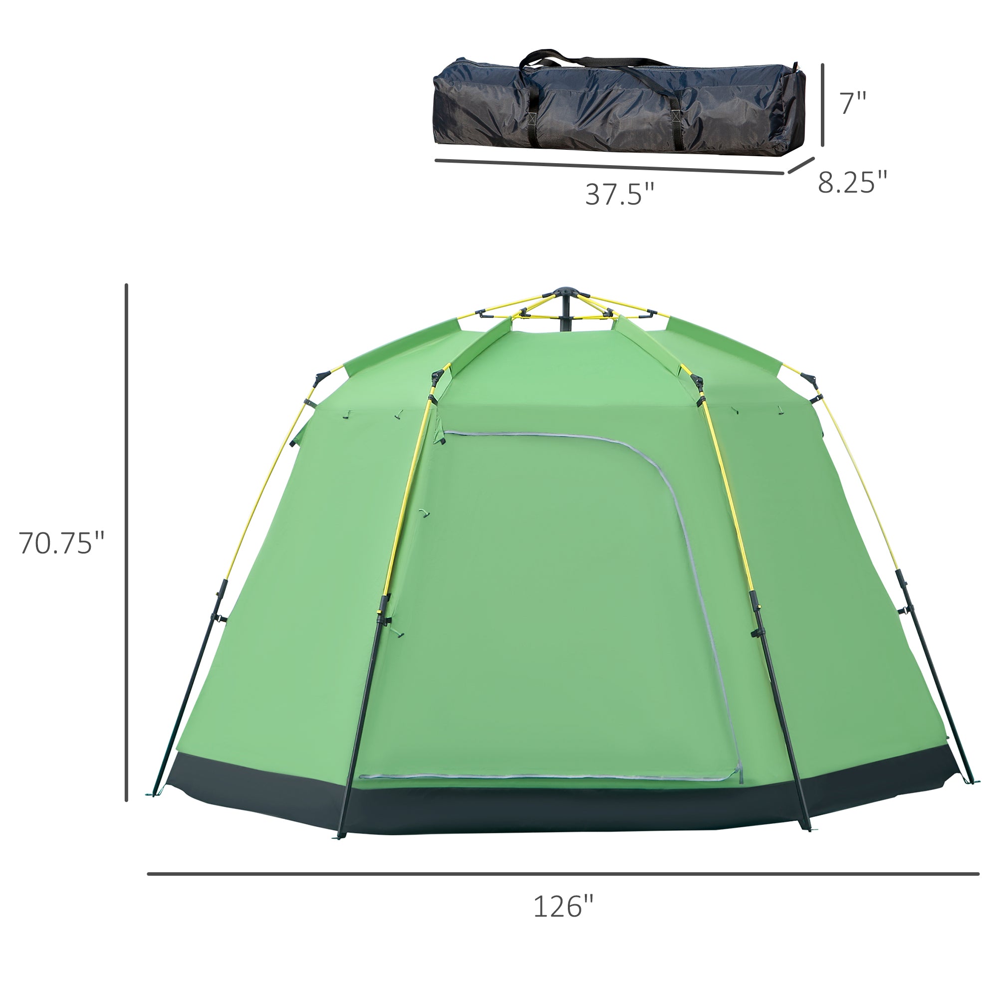 Outsunny 6 Person Pop Up Camping Tent, 2-Tier Design Backpacking Tent with 4 Windows 2 Doors Portable Carry Bag for Fishing Hiking, Green