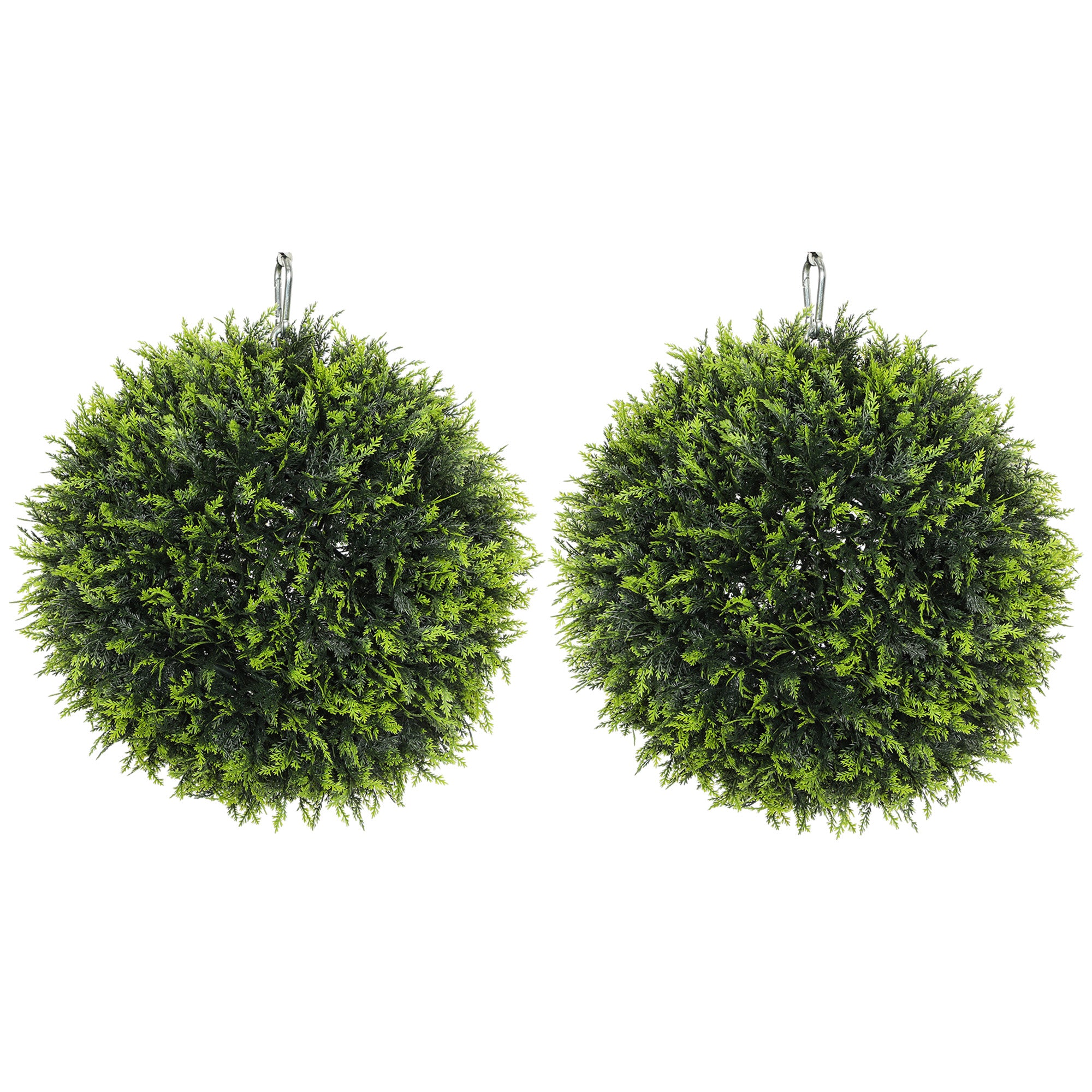 HOMCOM Set of 2 Artificial Plant Topiary Balls, UV-protected Fake Decorative Plants, Faux Plants for Home Indoor Outdoor Decor, 45cm, Green