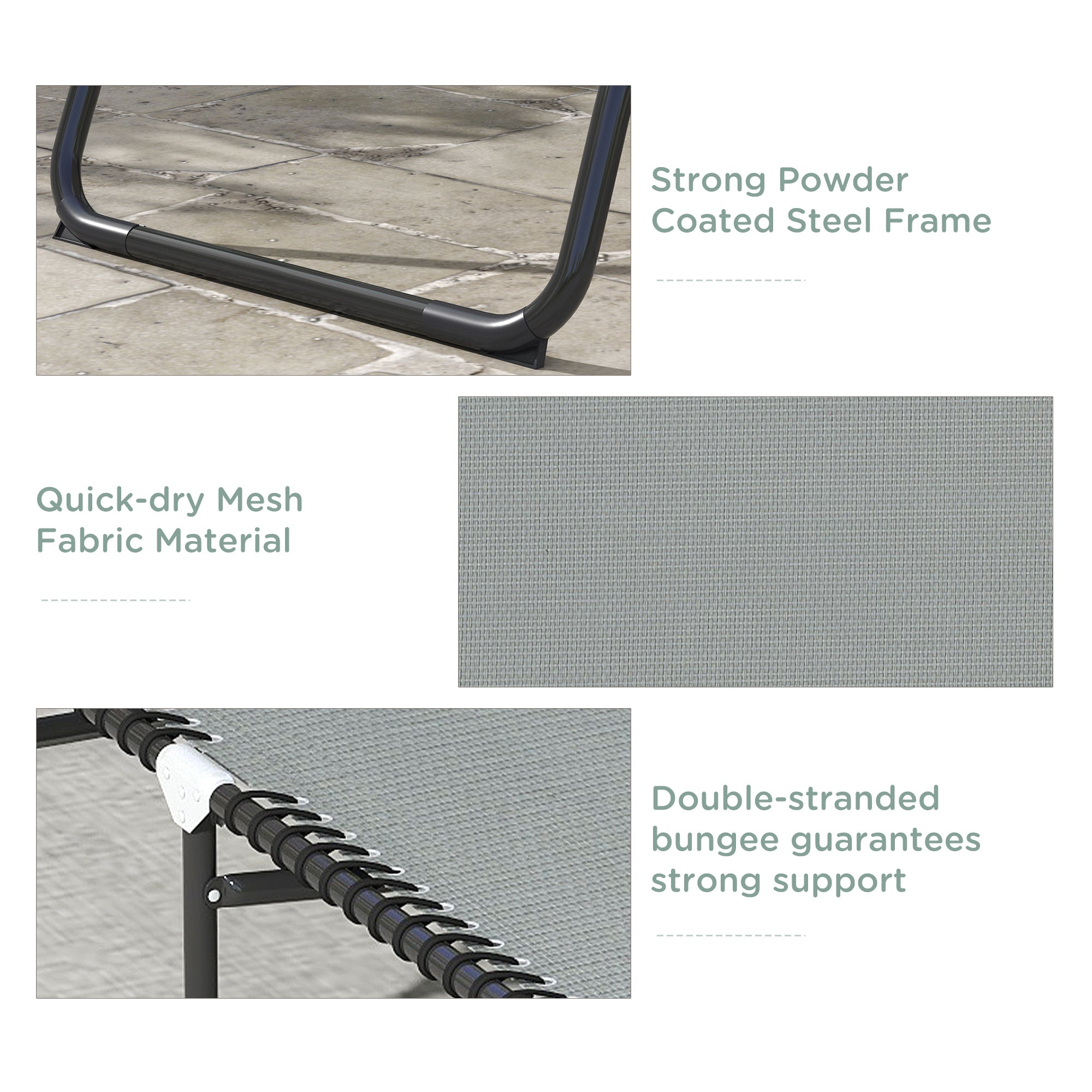 Outsunny Folding Sun Lounger, with Four-Position Back - Light Grey - North Peak Garden Furniture