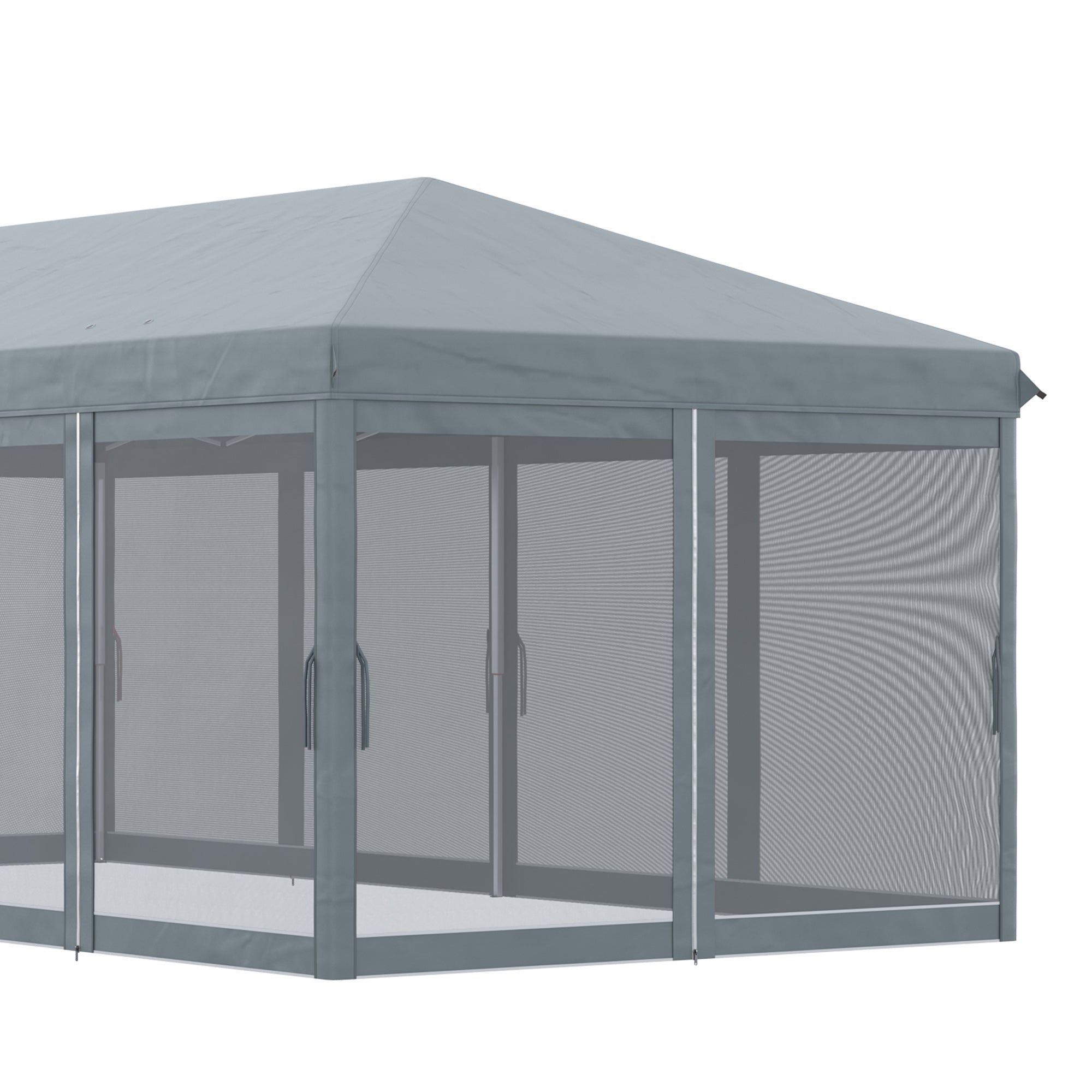 Outsunny 3 x 6m Pop Up Gazebo, Outdoor Canopy Shelter, Marquee Party Wedding Tent with 6 Mesh Walls and Carry Bag, Grey - North Peak Garden Furniture