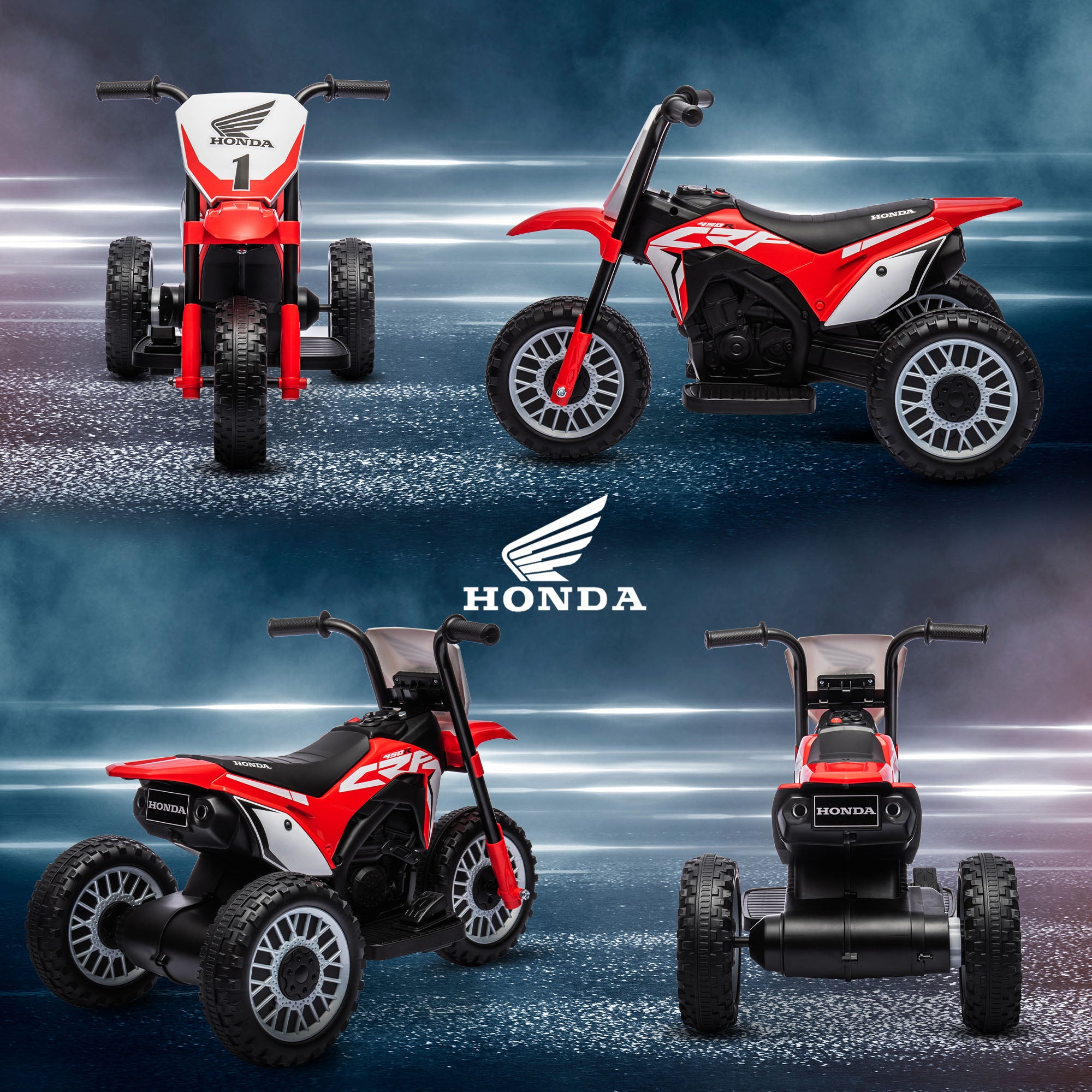 HOMCOM 6V Kids Motorbike, Three-Wheel Kids Electric Bike with Horn, Startup Sound for Ages 18-36 Months - Red - North Peak Garden Furniture