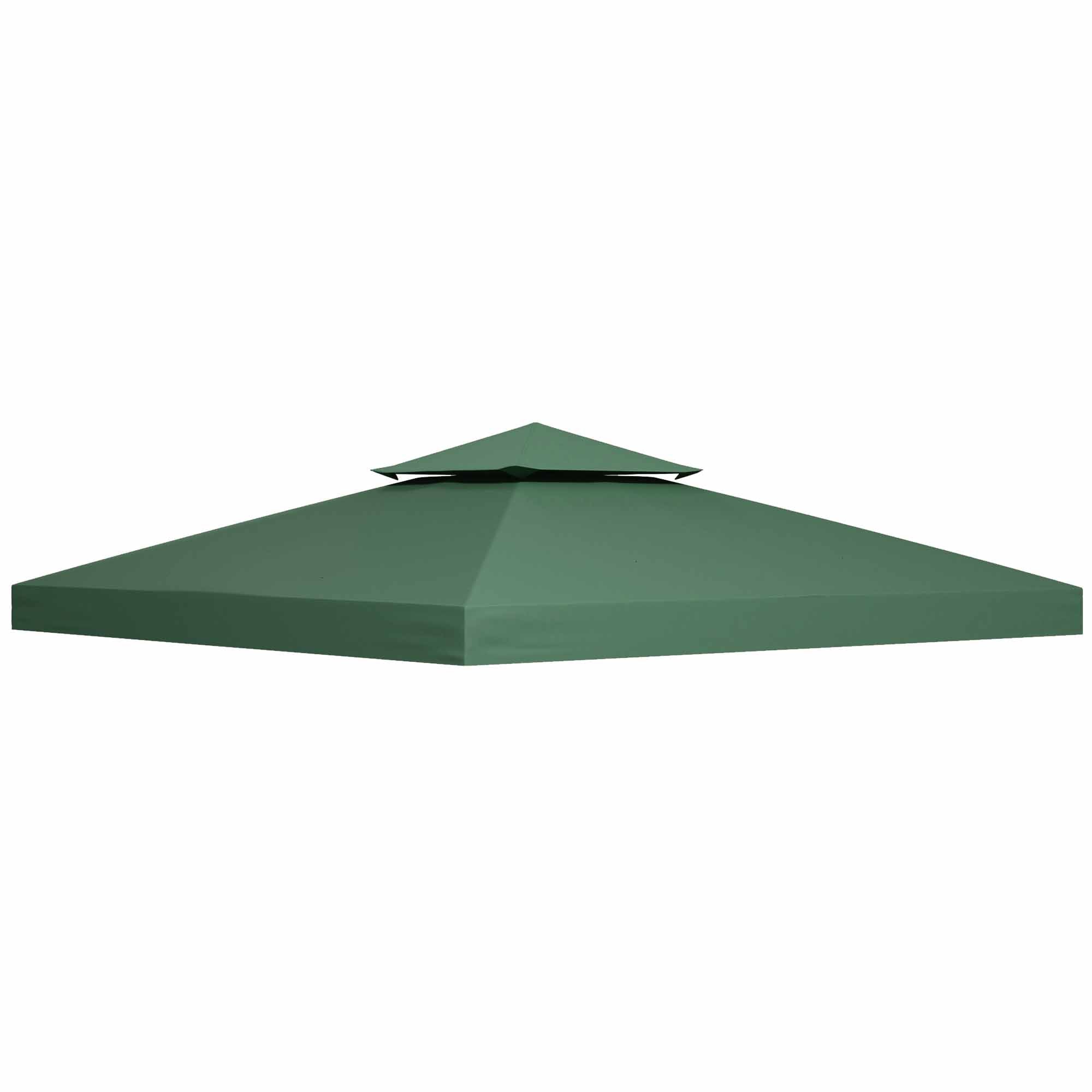 Outsunny 3(m) Gazebo Top Cover Double Tier Canopy Replacement Pavilion Roof Dark Green