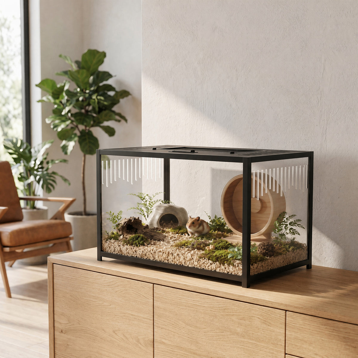 PawHut Hamster Cage, Chewproof Metal Rat Cage with Deep Base, Openable Top for Syrian Dwarf Hamster, Gerbil, 80 x 45 x 50.5 cm