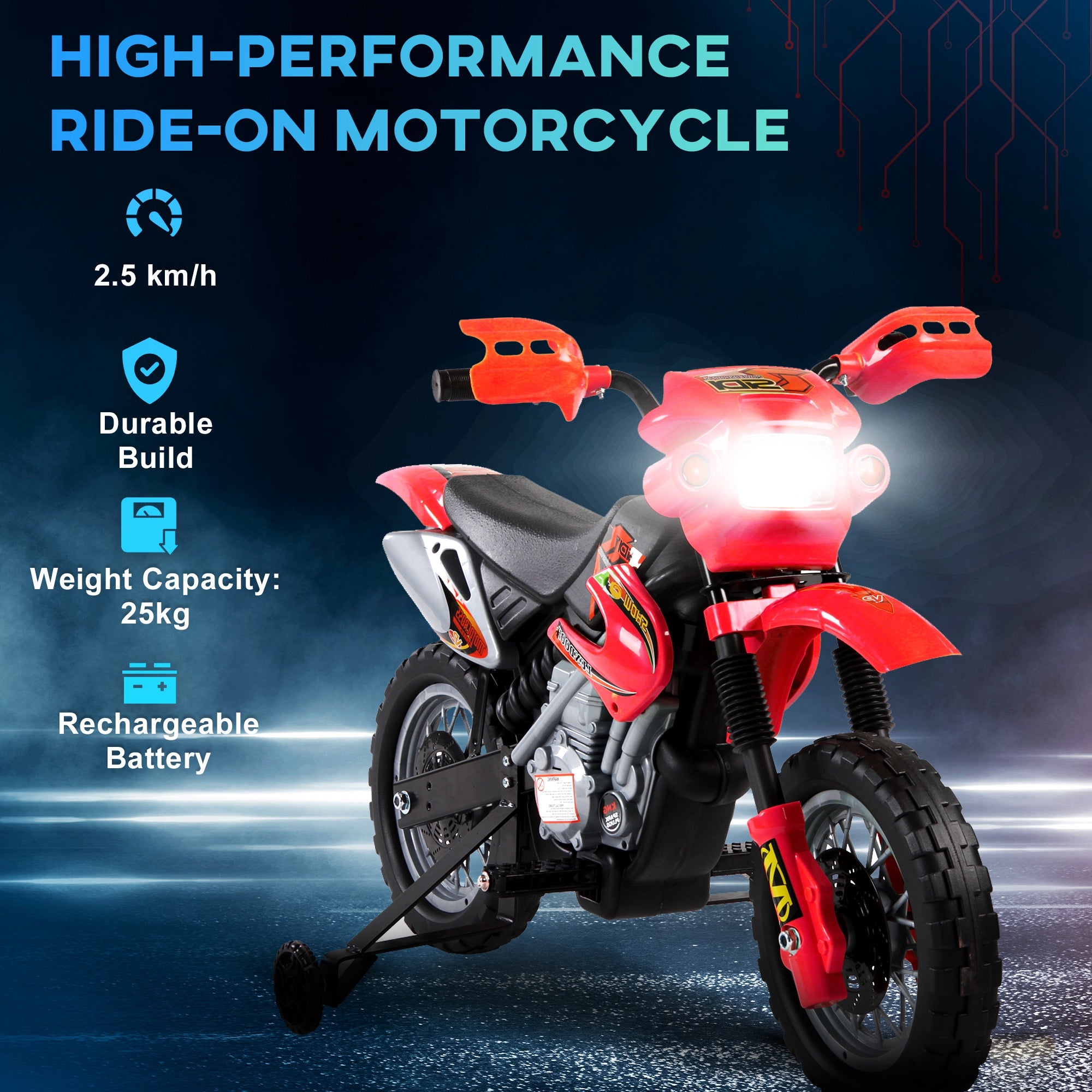 HOMCOM 6V Kids Child Electric Motorbike Ride on Motorcycle Scooter Children Toy Gift for 3-6 Years (Red) - North Peak Garden Furniture