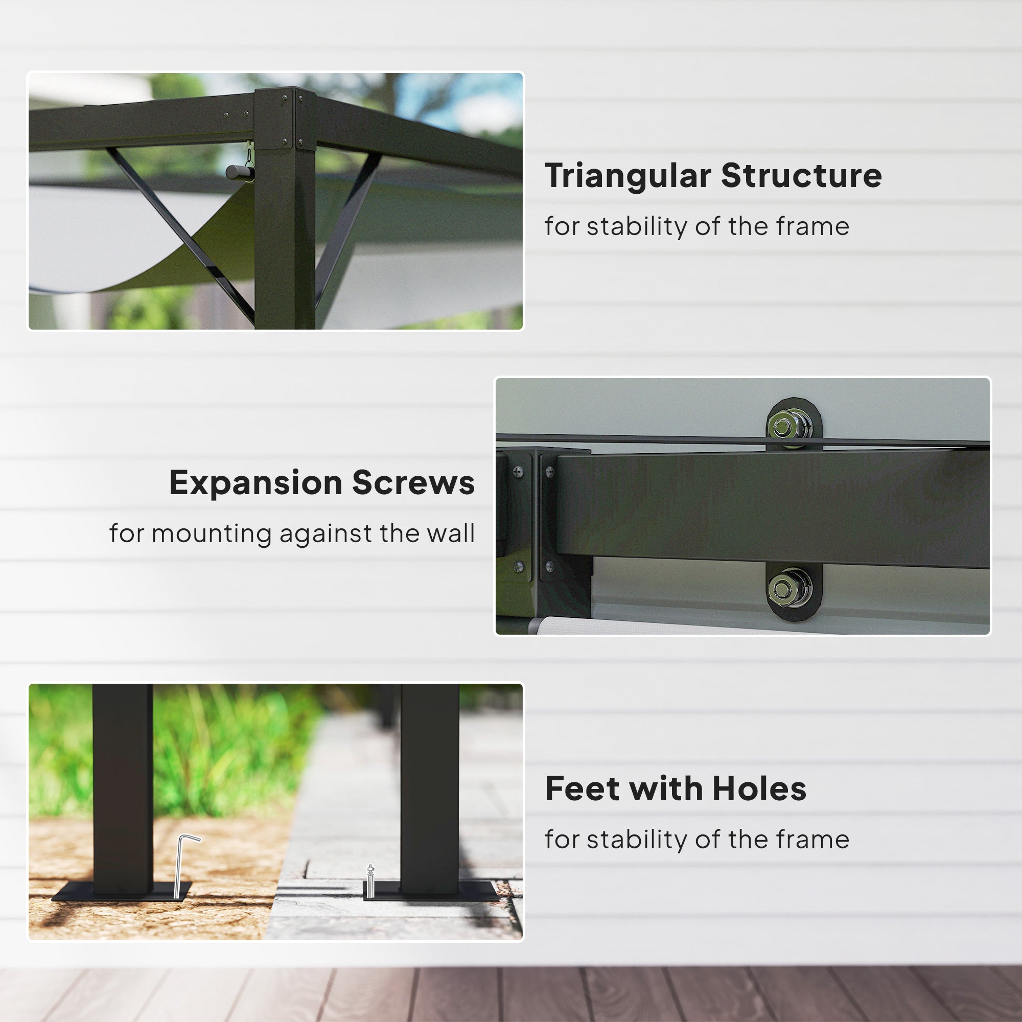 Outsunny 3 x 3(m) Outdoor Pergola with Retractable Canopy - Grey - North Peak Garden Furniture
