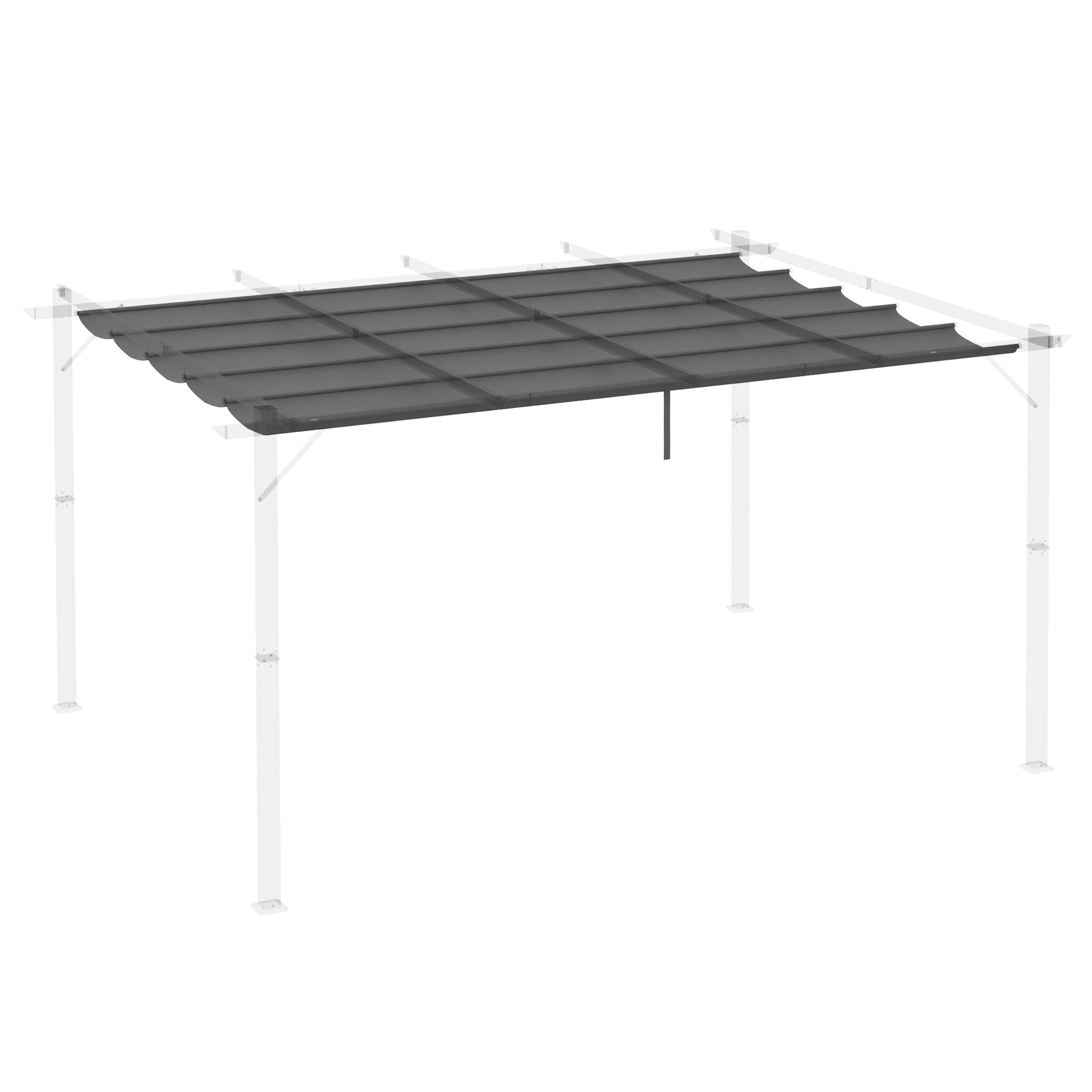 Outsunny Retractable Pergola Shade Cover, Replacement Canopy for 4 x 3 (m) Pergola, Retractable Roof, Dark Grey - North Peak Garden Furniture