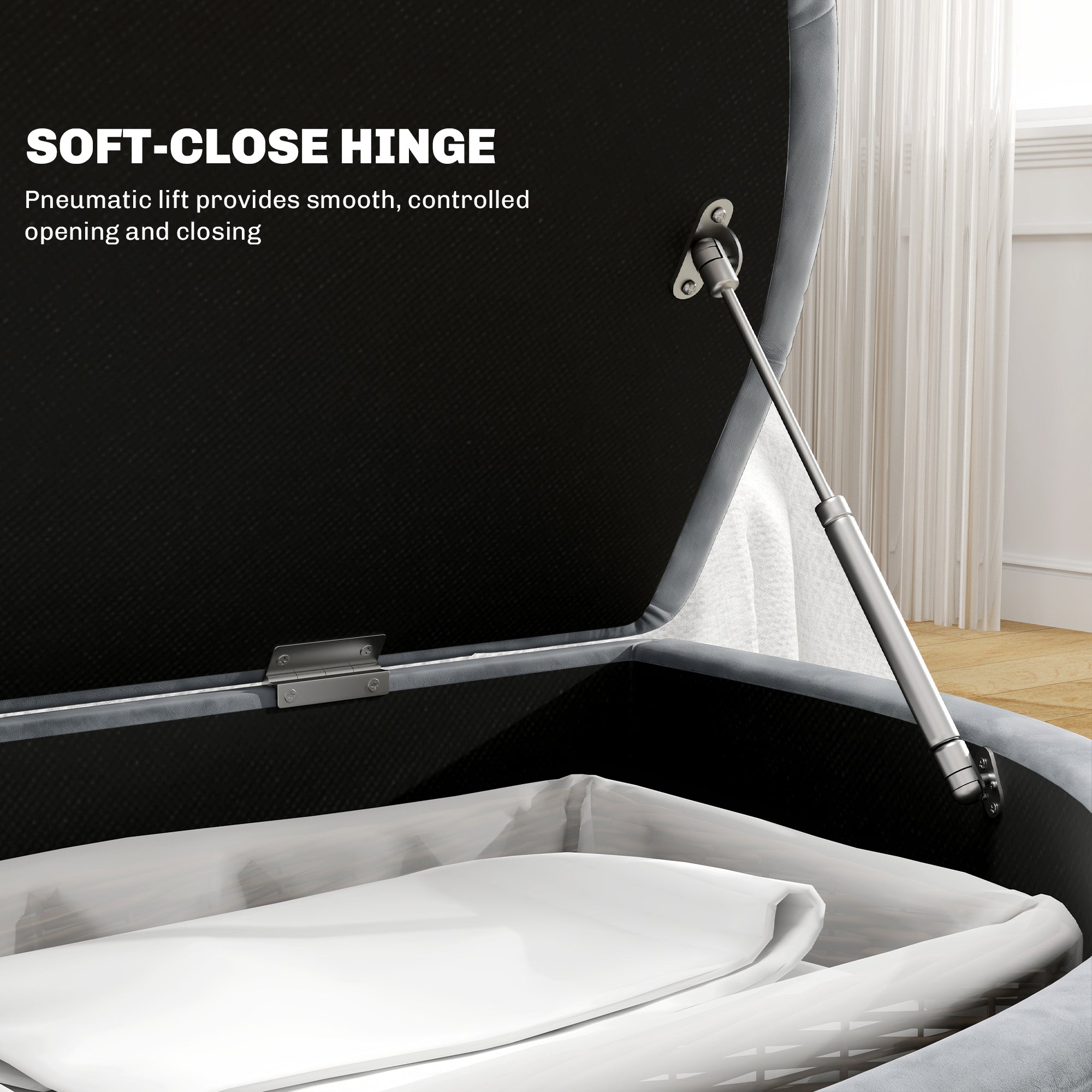 HOMCOM Velvet-Feel Half Circle Storage Ottoman - Dark Grey