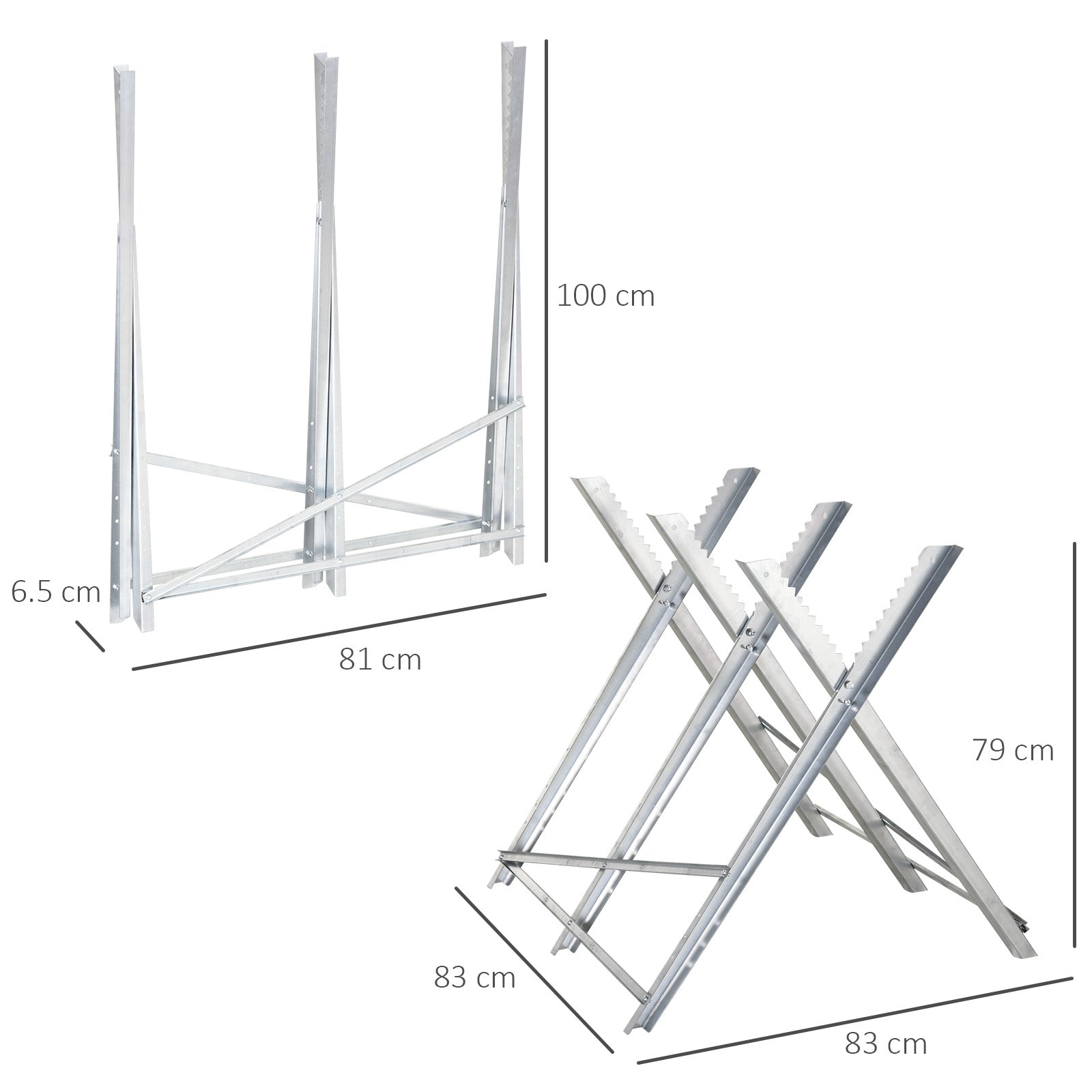 DURHAND Portable Sawhorse Heavy Duty Steel Adjustable Work Support, Foldable Sawhorse Stand 100 kg Weight Capacity, Silver Tone - North Peak Garden Furniture