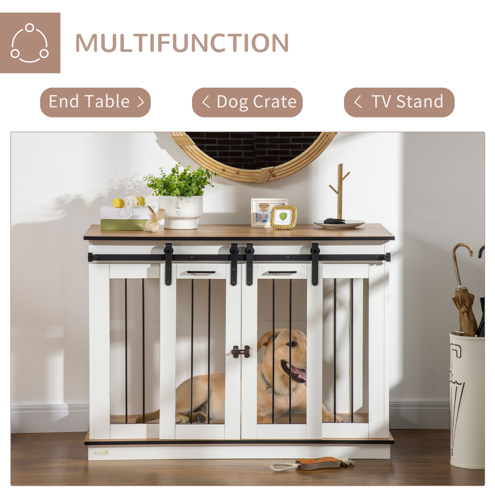 PawHut Dog Crate Furniture for Large Dogs, Double Dog Cage for Small Dogs - North Peak Garden Furniture