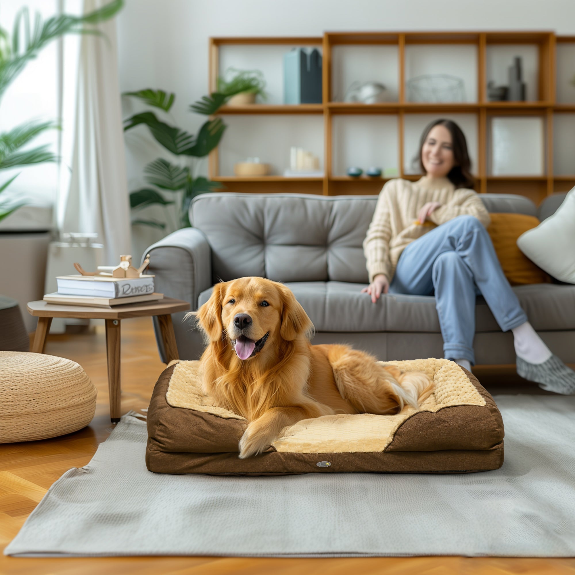 PawHut Calming Dog Bed Pet Mattress w/ Removable Cover, Anti-Slip Bottom, for Large Dogs, 120L x 80W x 22Hcm - Brown - North Peak Garden Furniture