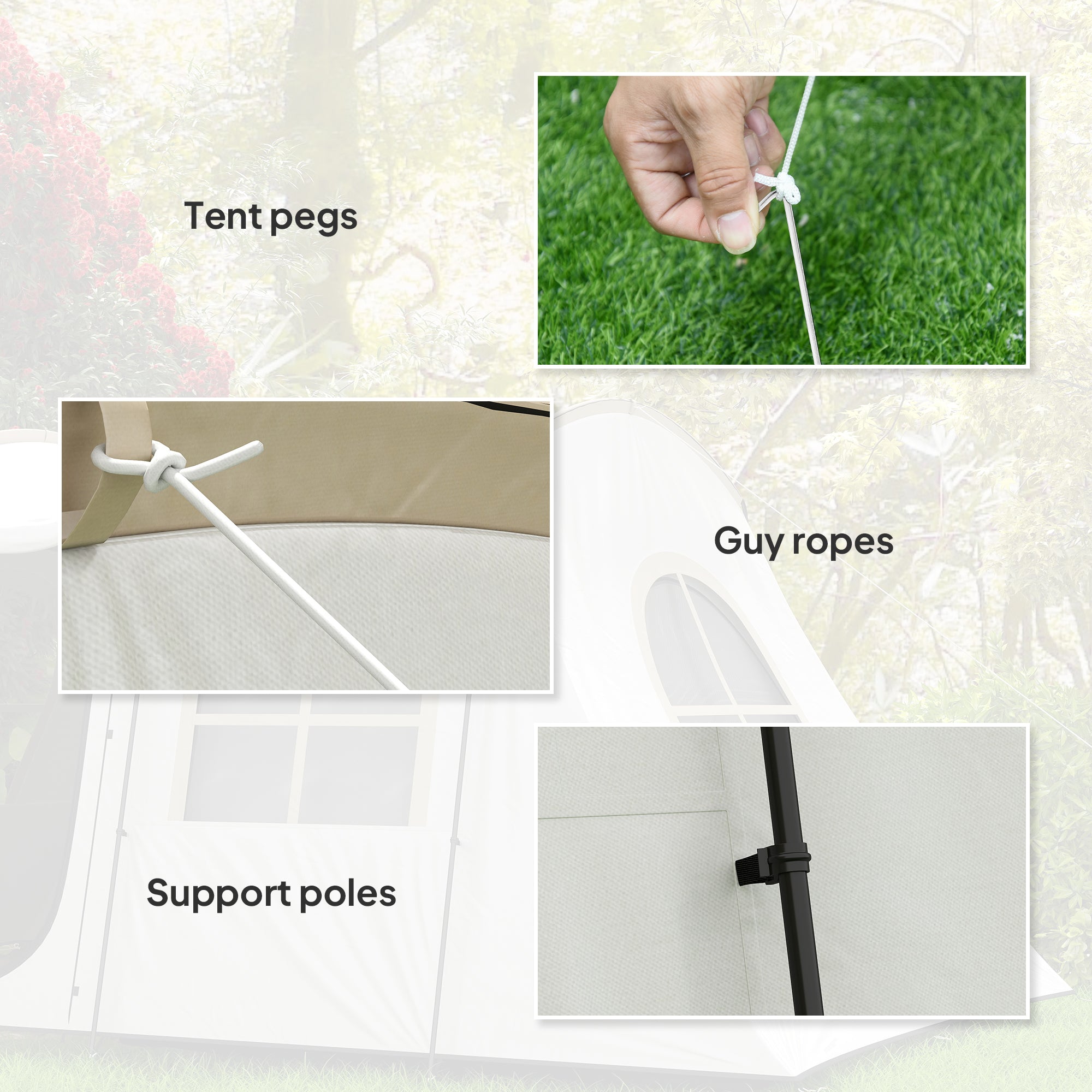 Outsunny 3-4 Man Tunnel Tent, Family Camping Tent with Porch, Bedroom and Living Area, Sewn in Groundsheet, 3000mm Waterproof, Portable with Bag for Hiking, Festival, Backpacking, Khaki - North Peak Garden Furniture