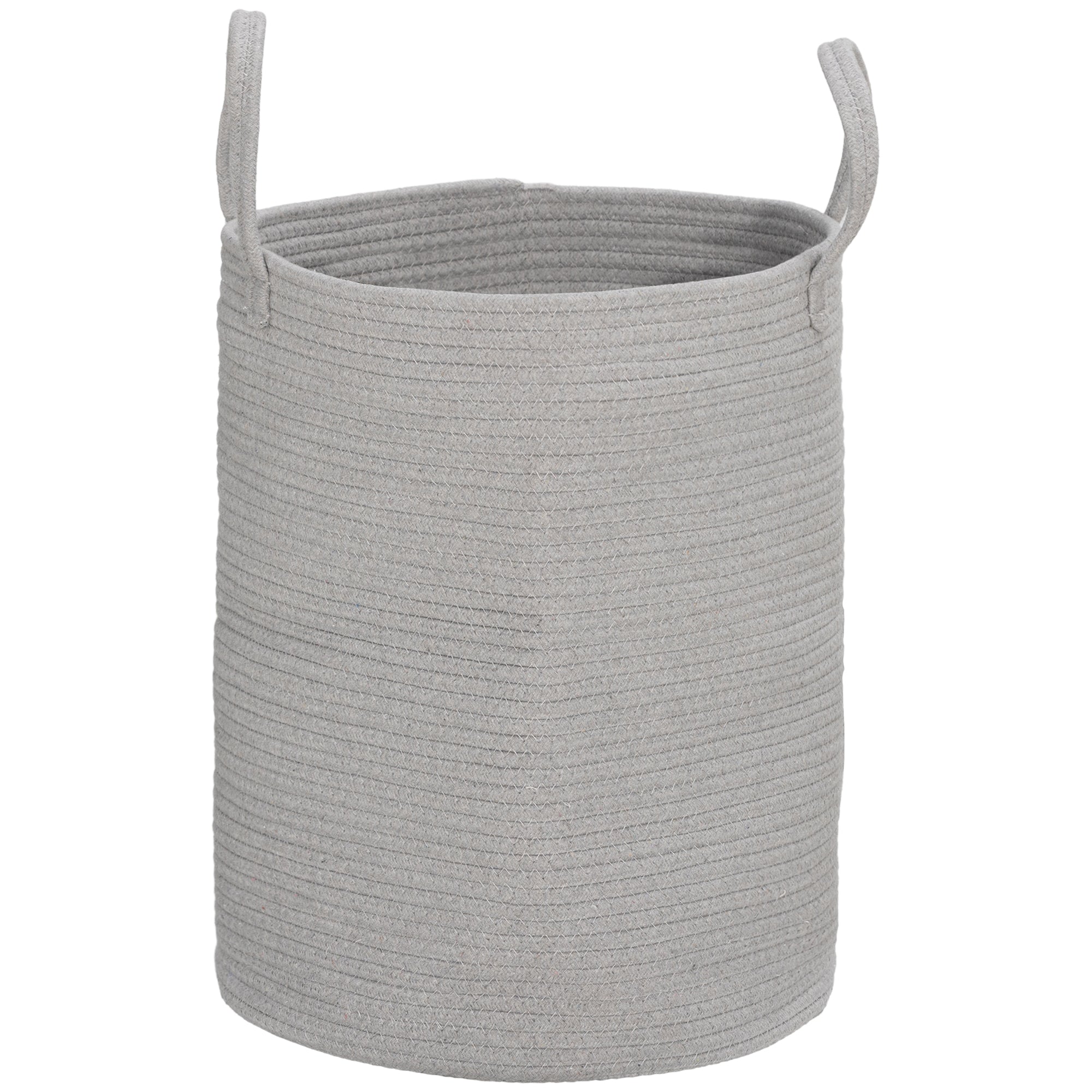 HOMCOM 36L Cotton Rope Laundry Basket, with Handles - Grey - North Peak Garden Furniture