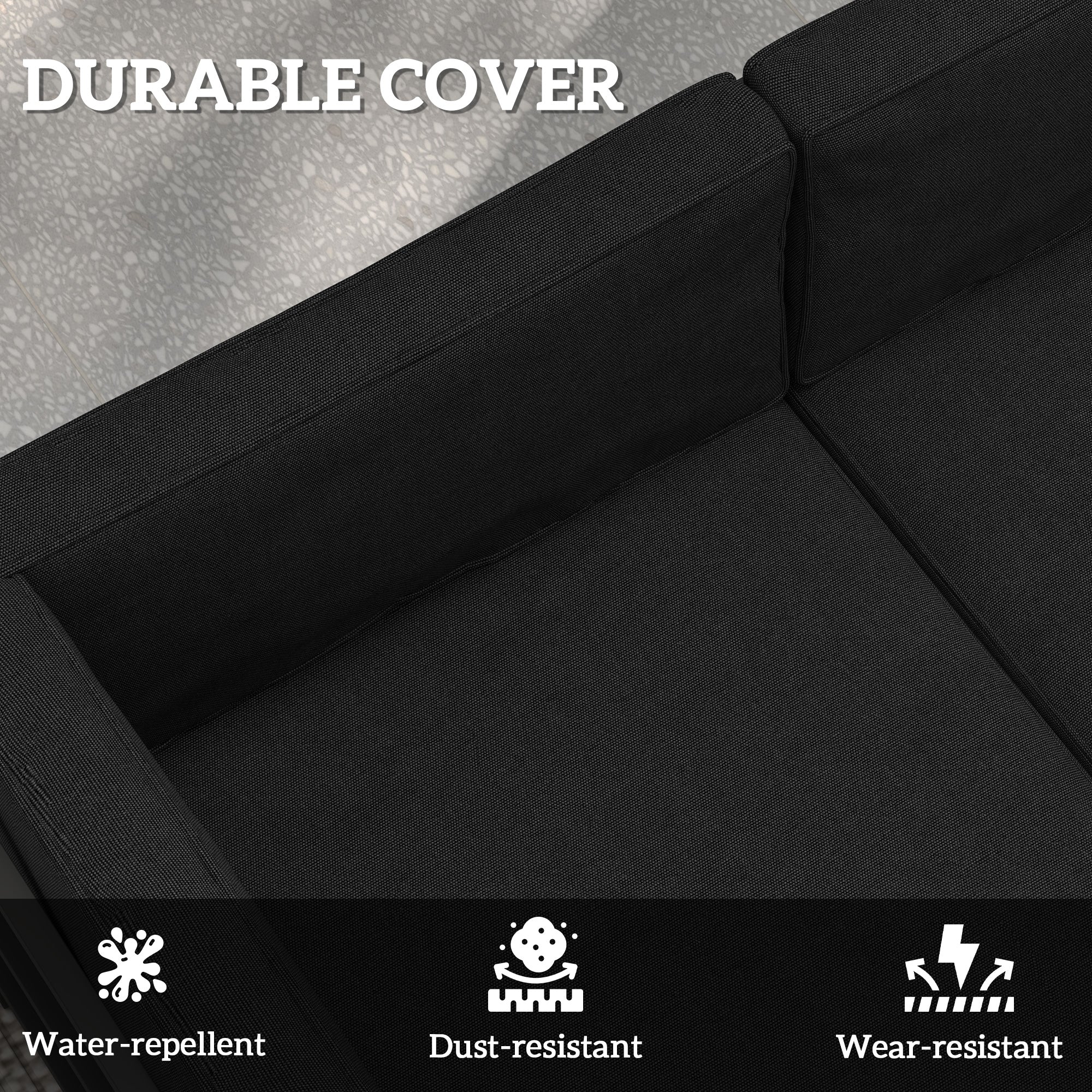 Outsunny Replacement Cushions for Rattan Furniture, 14 Piece Outdoor Seat Cushion Pad for Patio Conversation Set, 7 Seat Cushions and 7 Back Cushions, Black - North Peak Garden Furniture