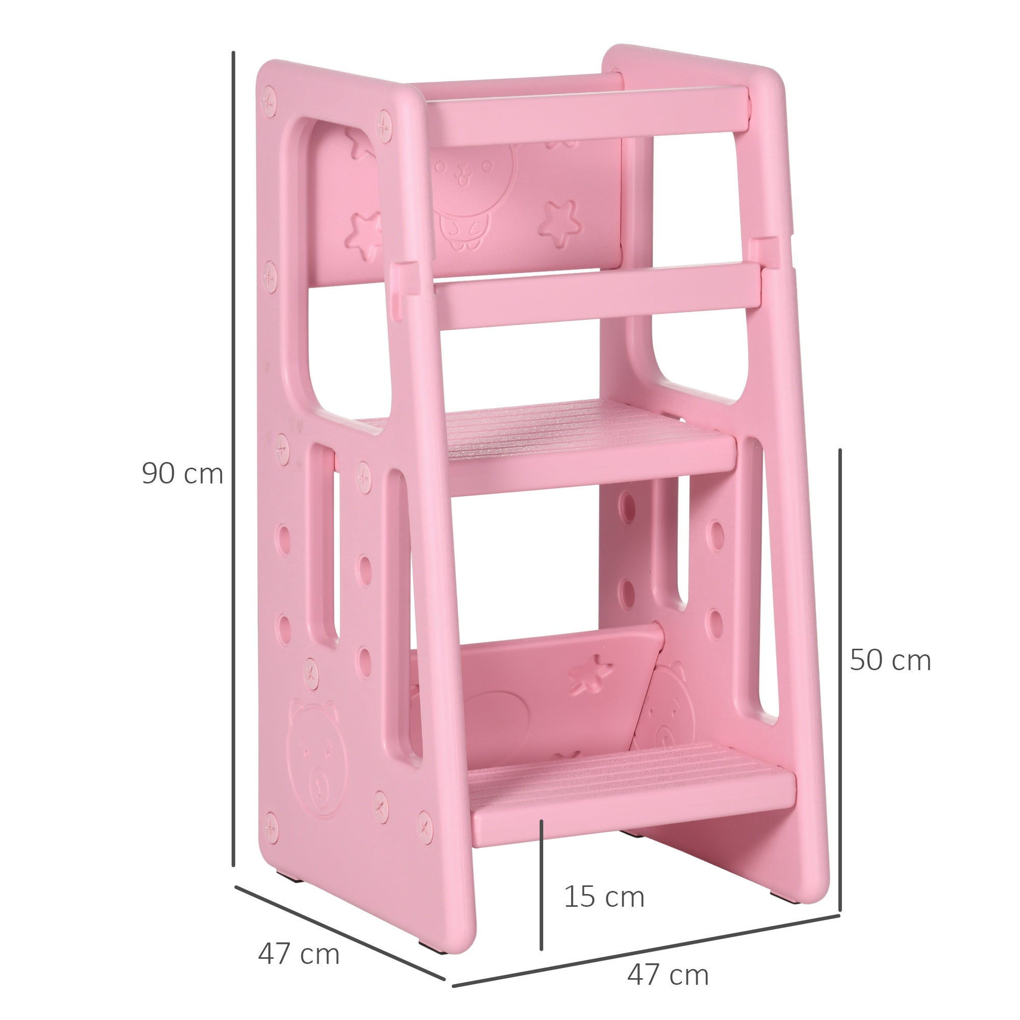 HOMCOM Kids Step Stool, Adjustable Standing Platform, Toddler Kitchen Stool - North Peak Garden Furniture