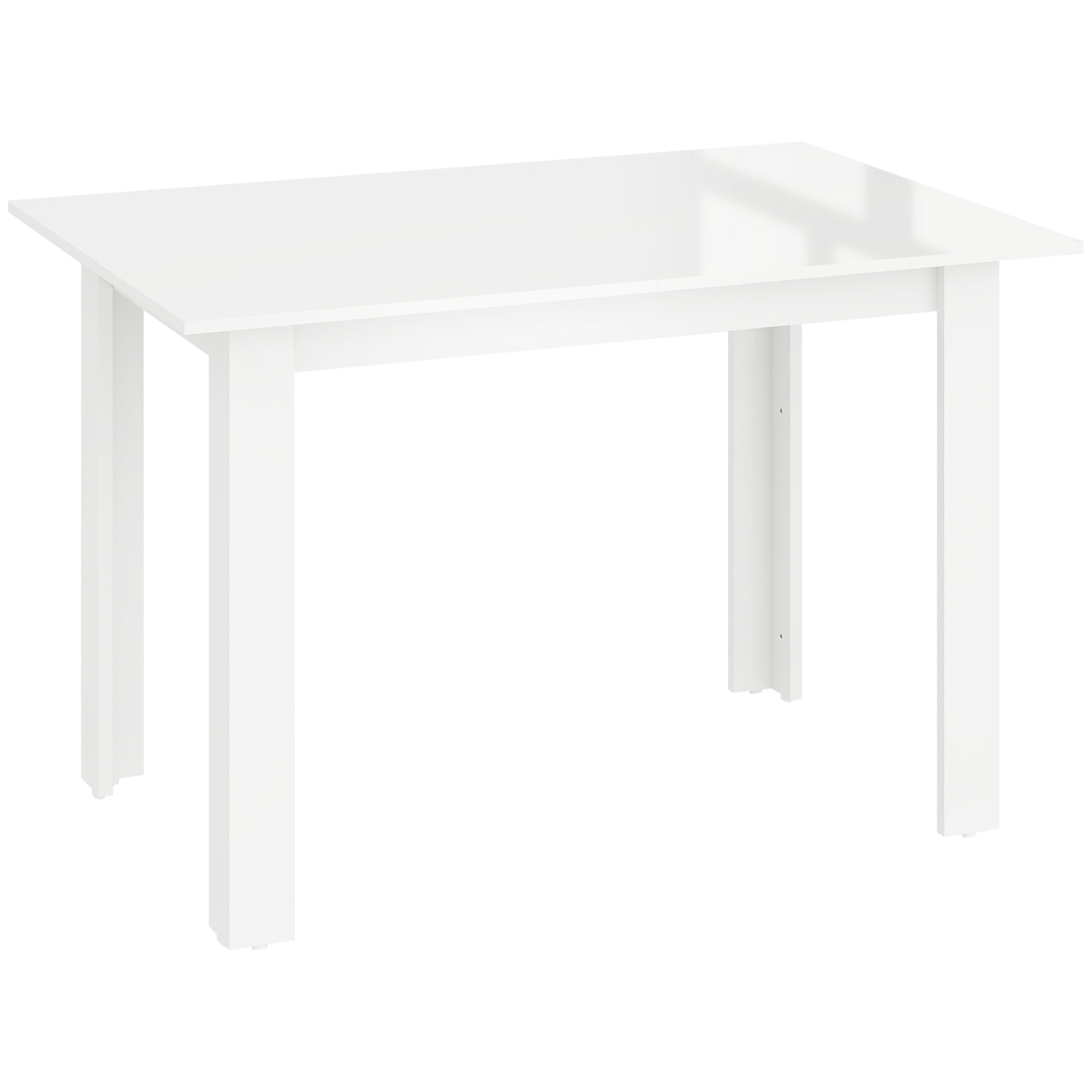 HOMCOM Extendable Dining Table, 120-160 x 70cm Rectangular Kitchen Table for Small Spaces, Seats 4-6 People, High Gloss White - North Peak Garden Furniture