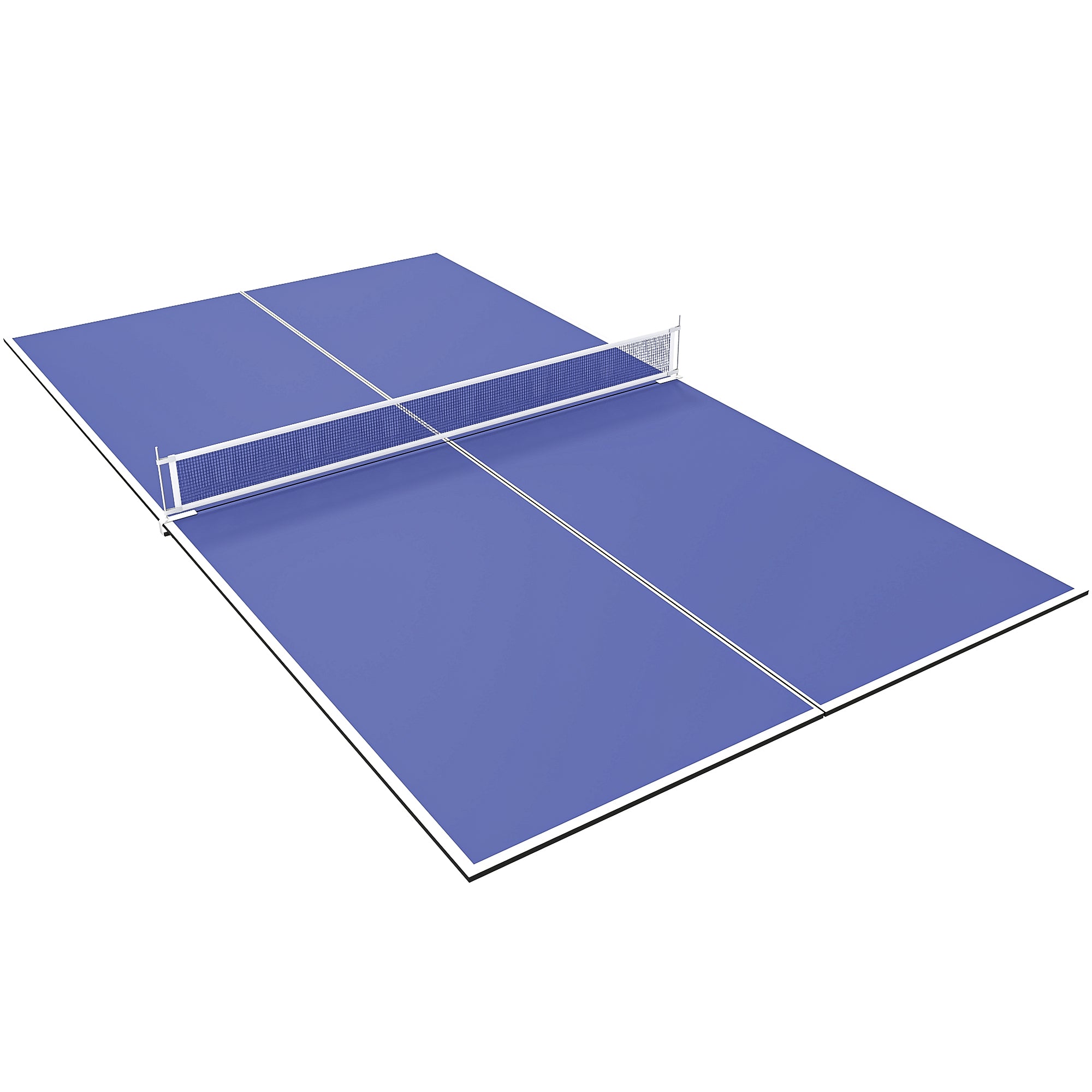SPORTNOW 9 ft Folding Ping Pong Table Top for Billiard Tables, Table Tennis Conversion Top with Net, Foam Padding, Blue
