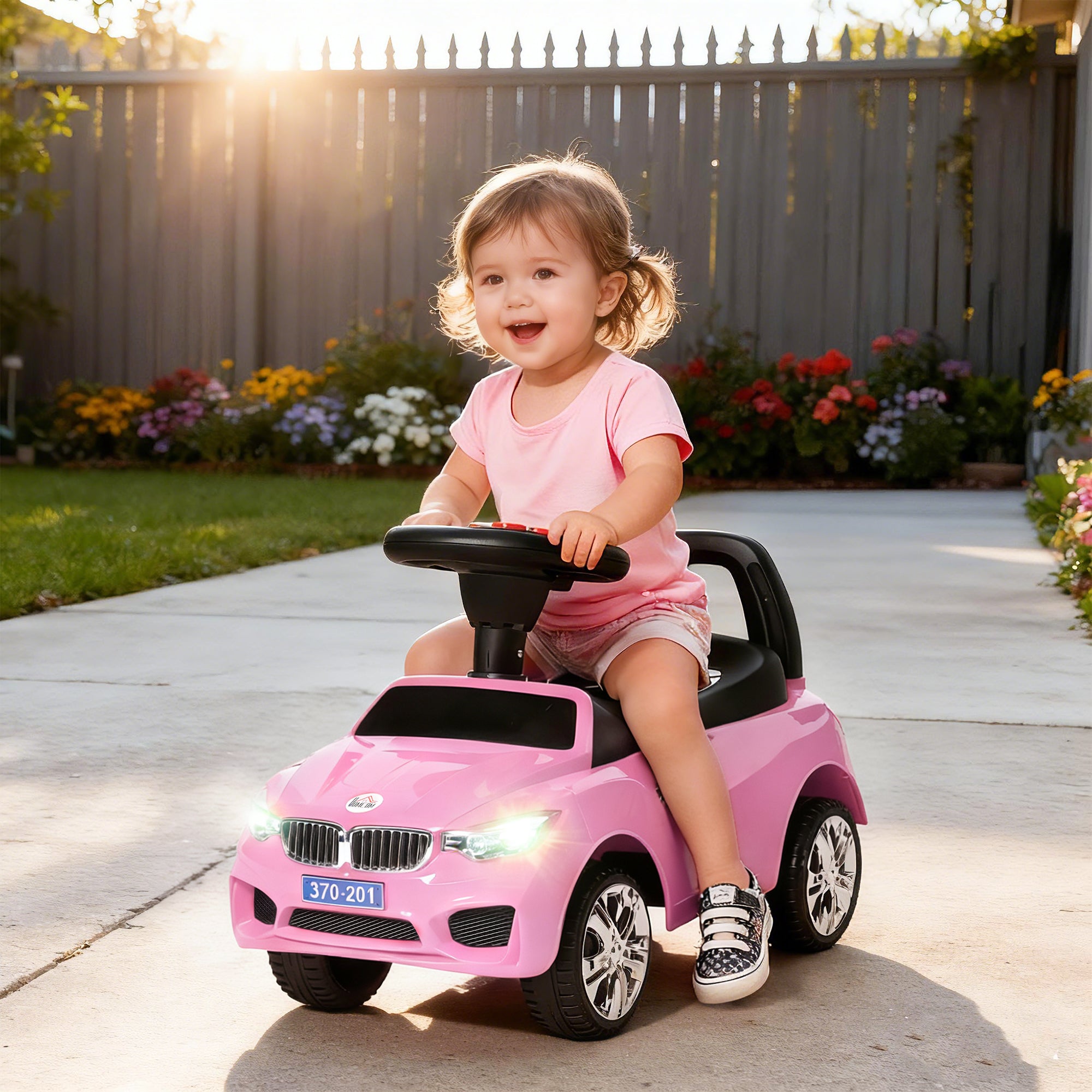 HOMCOM Ride on Car Baby Toddler Walker Foot to Floor Sliding Car Slider Pink