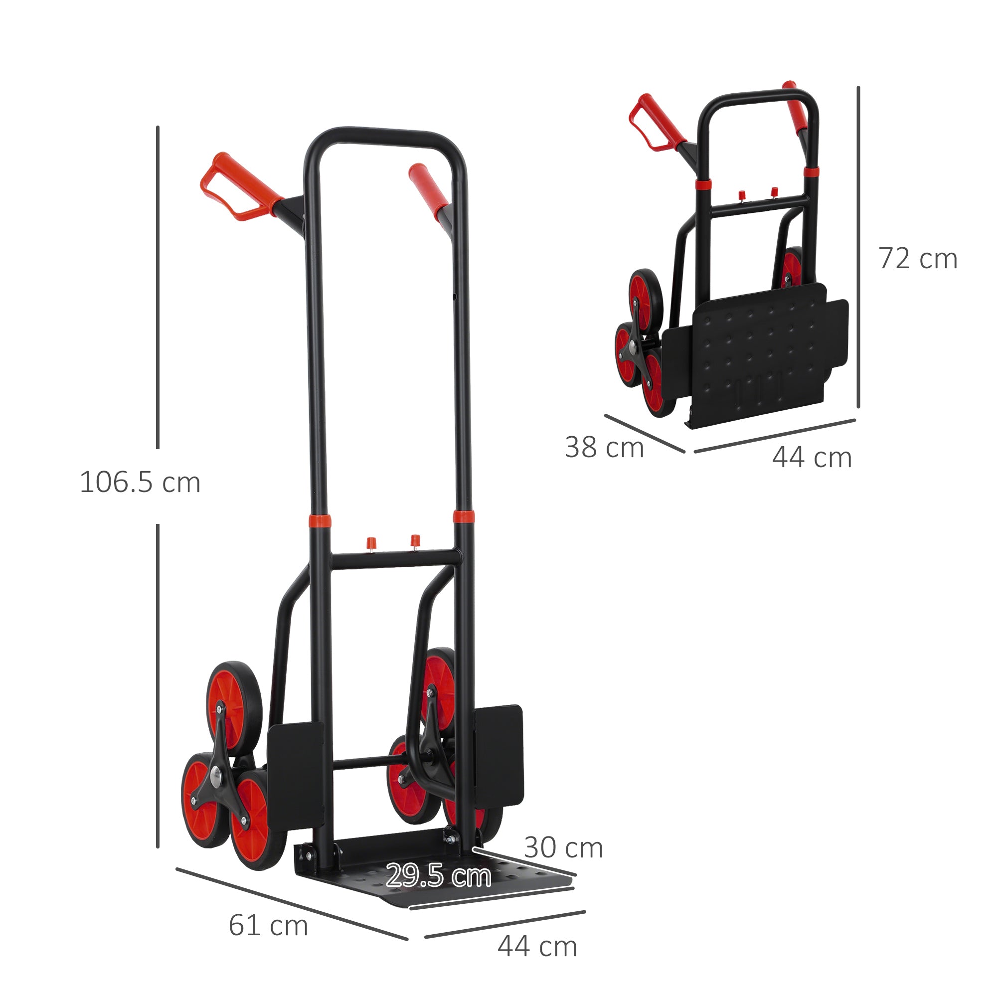 DURHAND Steel Climbing Stairs Trolley Hand Trucks 6-Wheels Foldable Load Cart 120kg