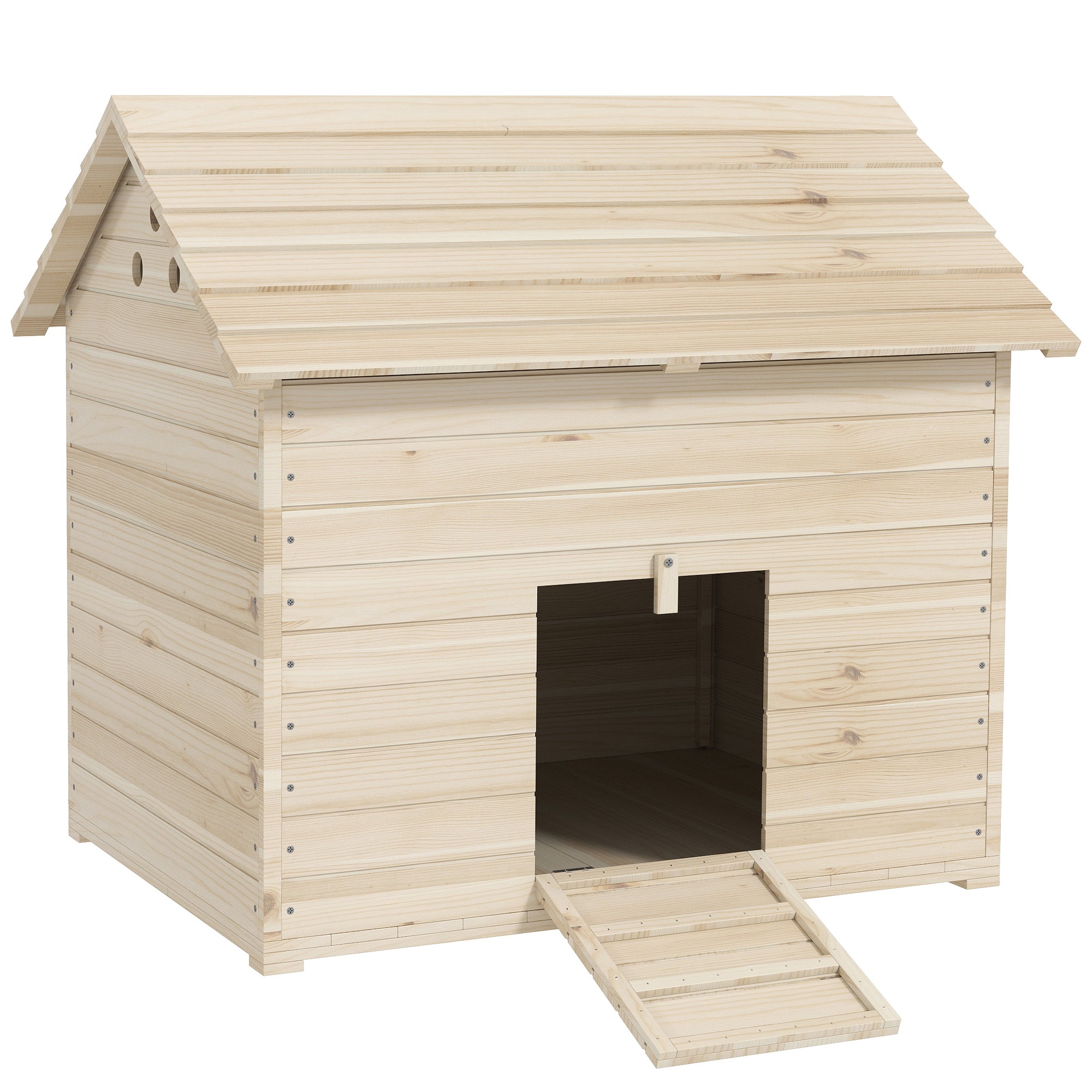 PawHut Wooden Duck House Poultry Coop for 2-4 Ducks with Openable Roof Raised Feet Air Holes Natural - North Peak Garden Furniture