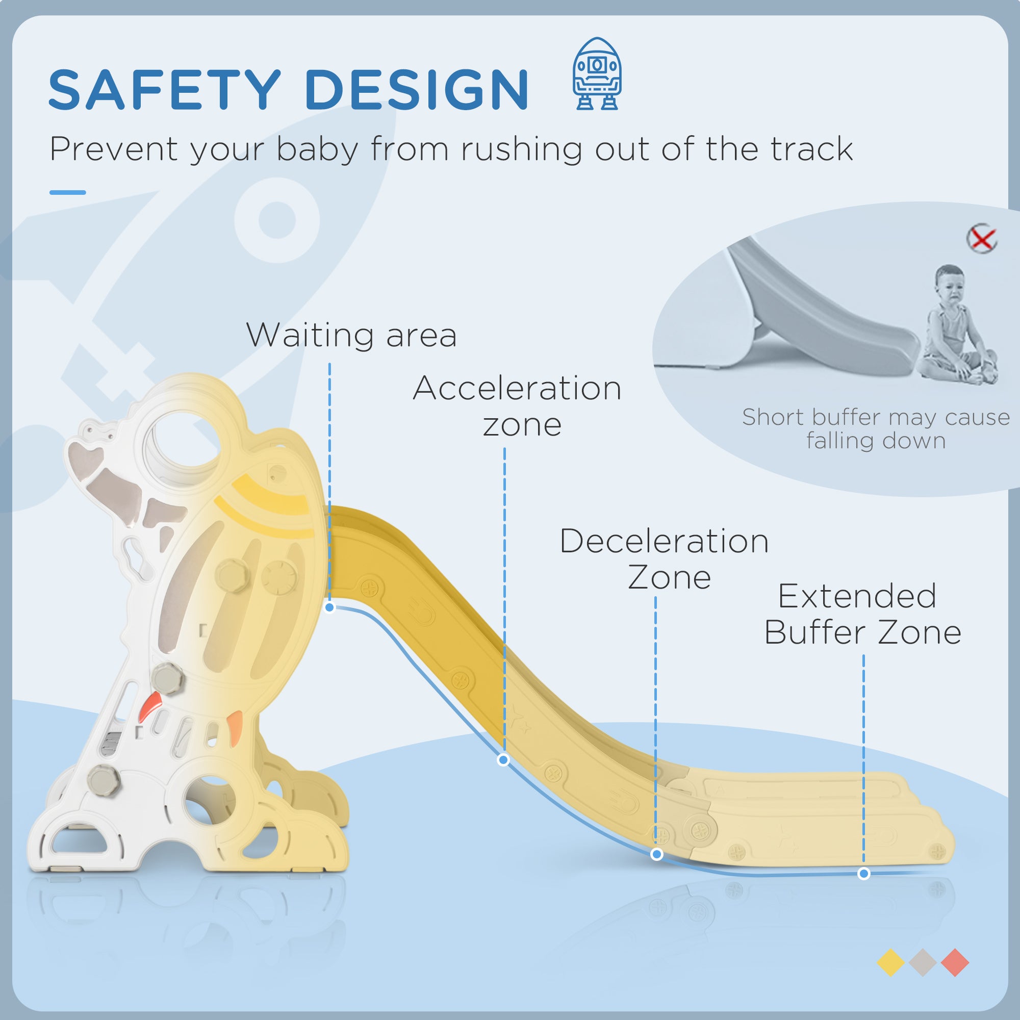 AIYAPLAY Space-Themed Baby Slide Freestanding Slide for Kids, for Ages 1.5-3 Years - Grey - North Peak Garden Furniture