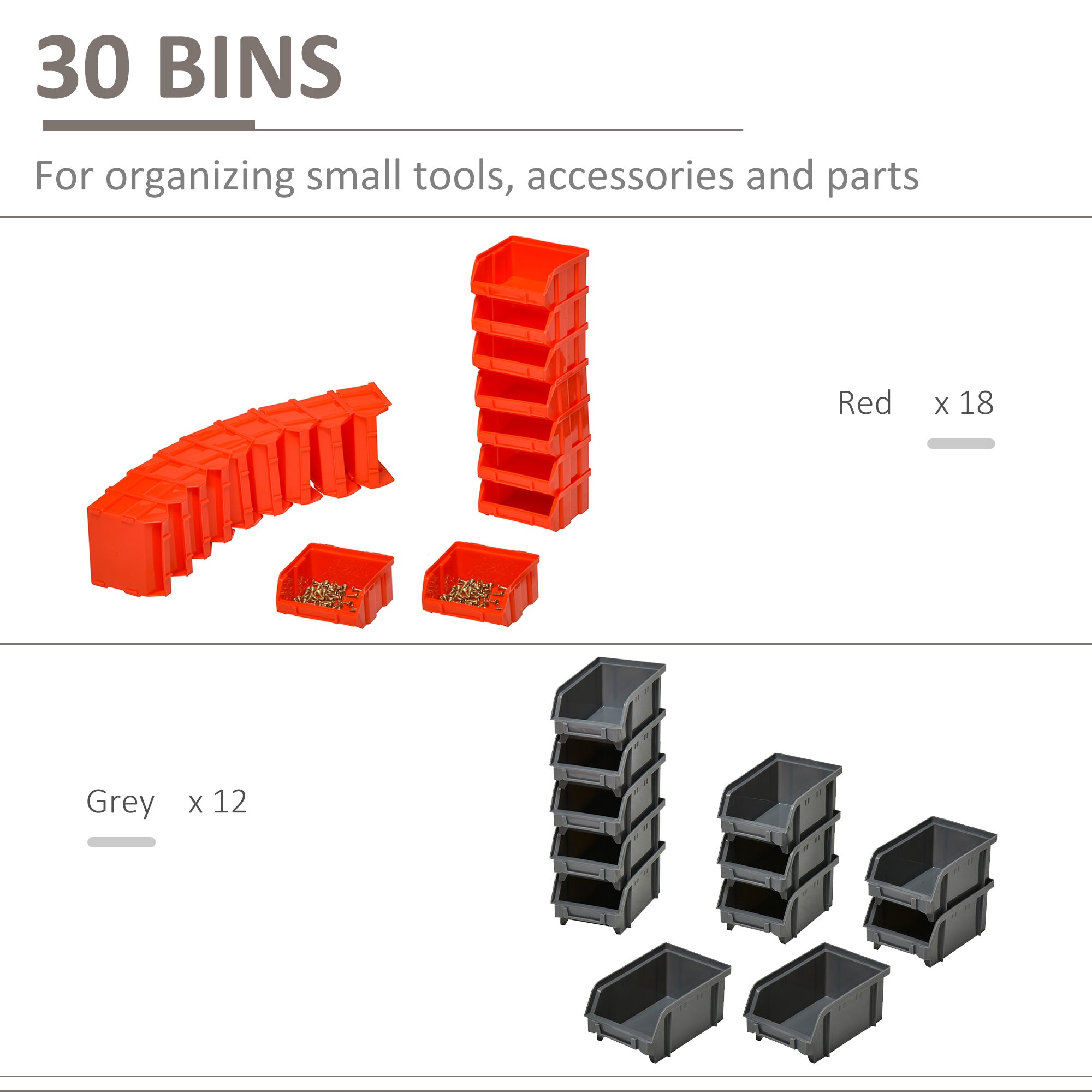 DURHAND 30 Cubbie On-Wall Storage Board Tool Screw Organiser Garage Workshop DIY Container w/ Screw Kit Tool Equipment Tidy - North Peak Garden Furniture