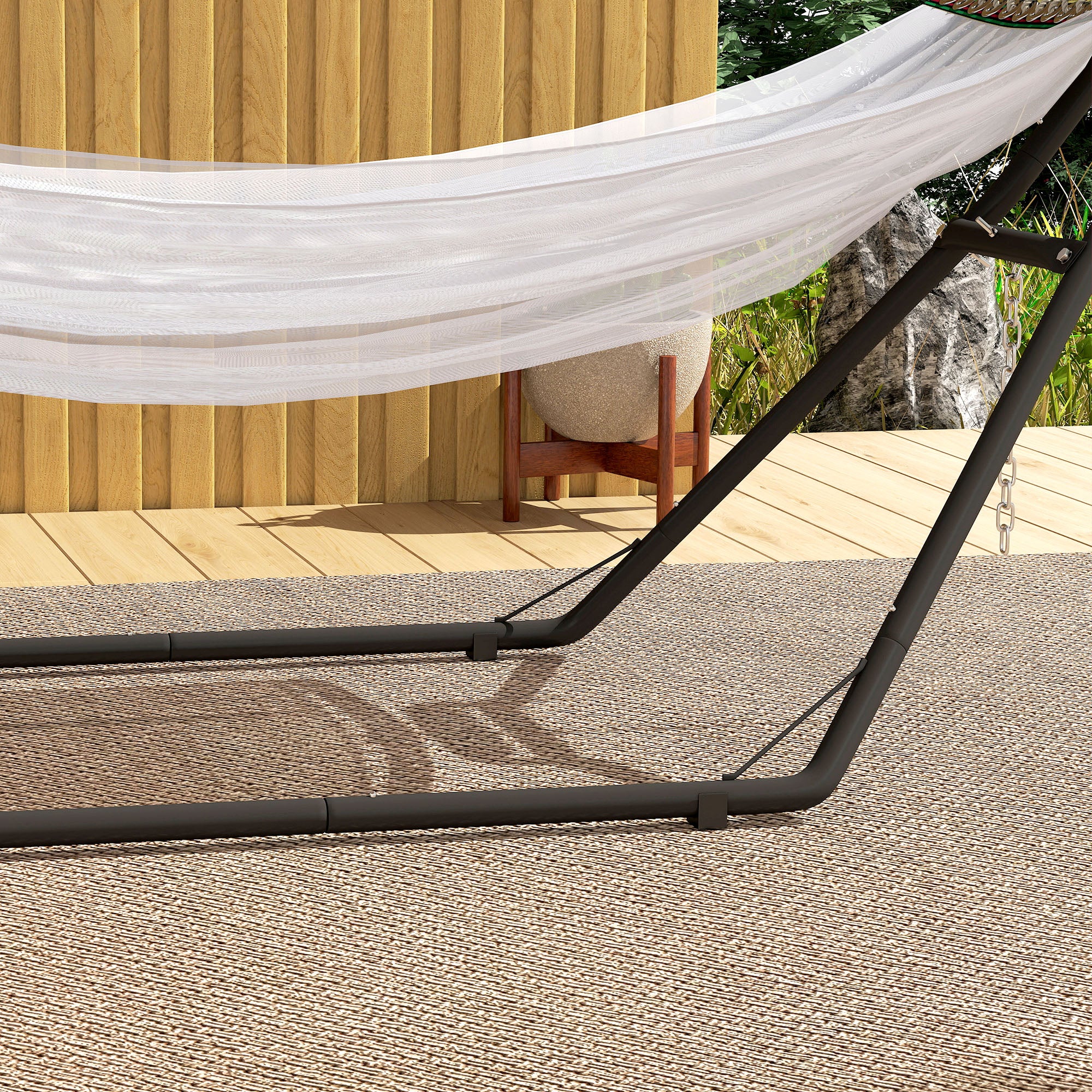 Outsunny 9ft Hammock Stand Adjustable Hammock Frame with Non-Slip Feet for Indoor Outdoor, 250 kg Capacity, Black