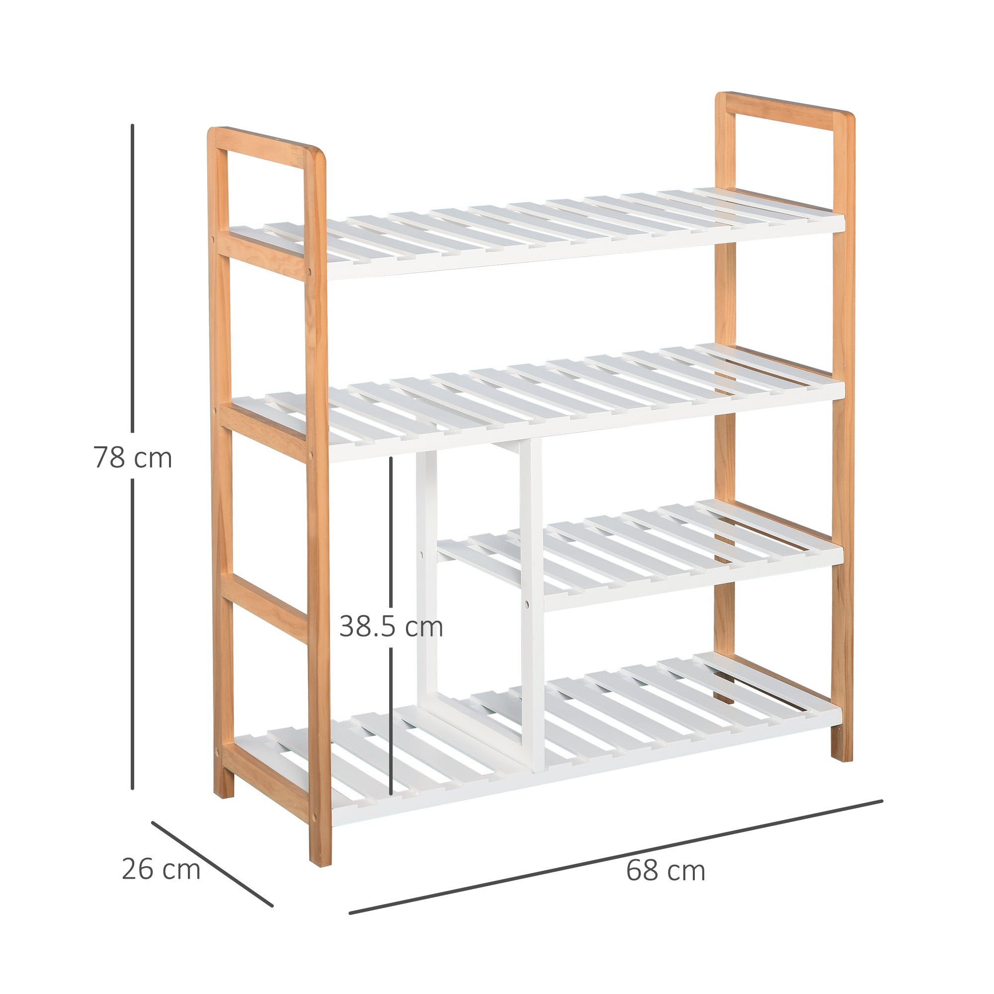 HOMCOM 4 Tier Shoe Racks Storage Stand Shelf Organizer Wood Frame 78 x 68 x 26 cm Hallway Furniture - North Peak Garden Furniture