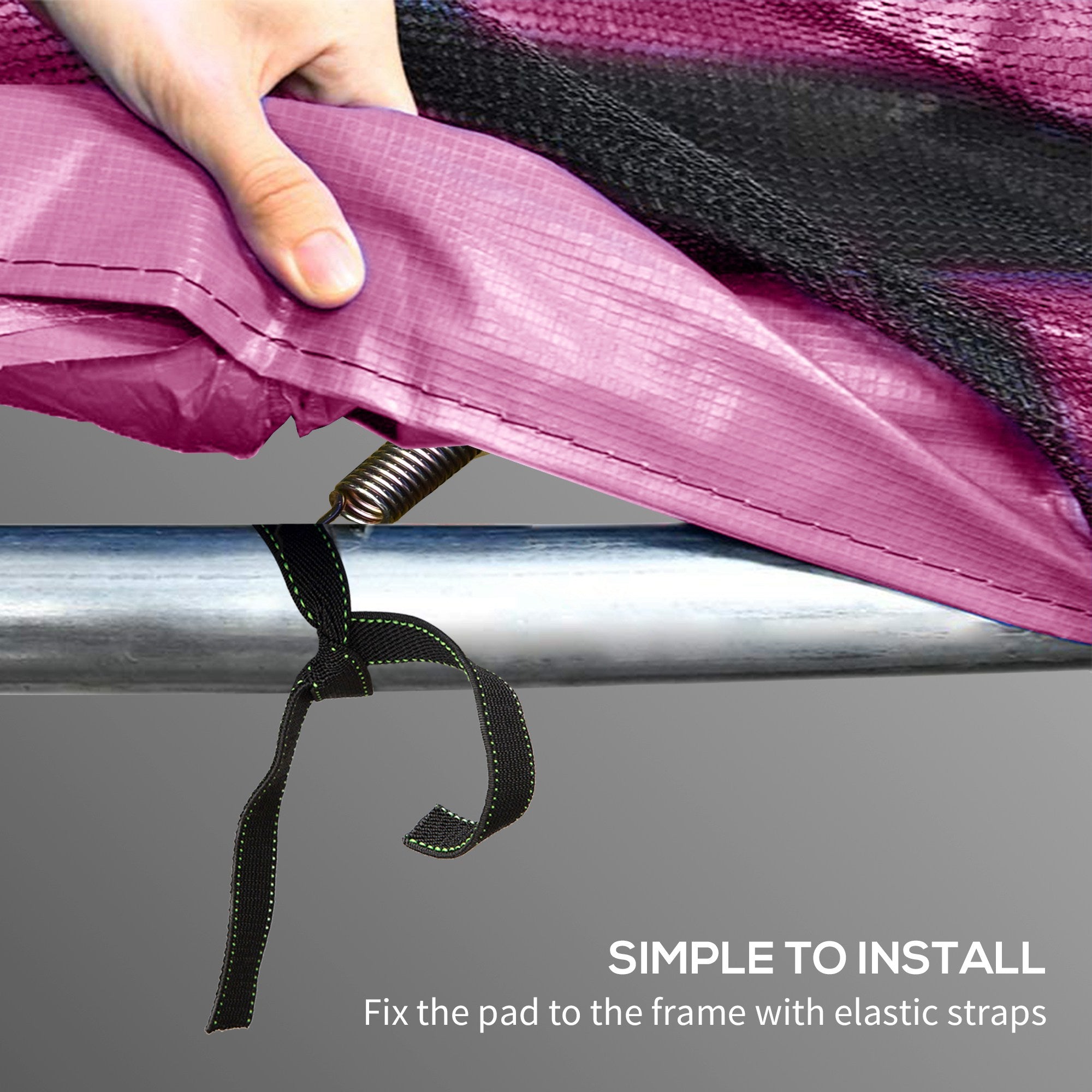 SPORTNOW 10FT Trampoline Spring Cover, Plastic Trampoline Pad Replacement with Elastic Cord, Waterproof, UV Resistant and Tear-Resistant, Pink - North Peak Garden Furniture