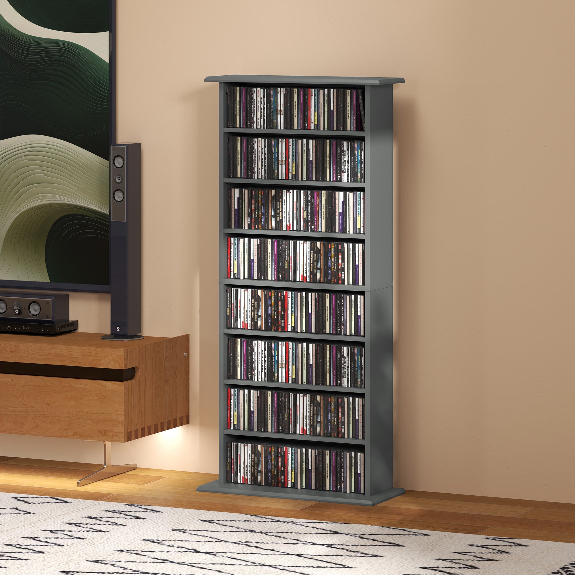 HOMCOM 360 CD Storage Unit - Grey - North Peak Garden Furniture