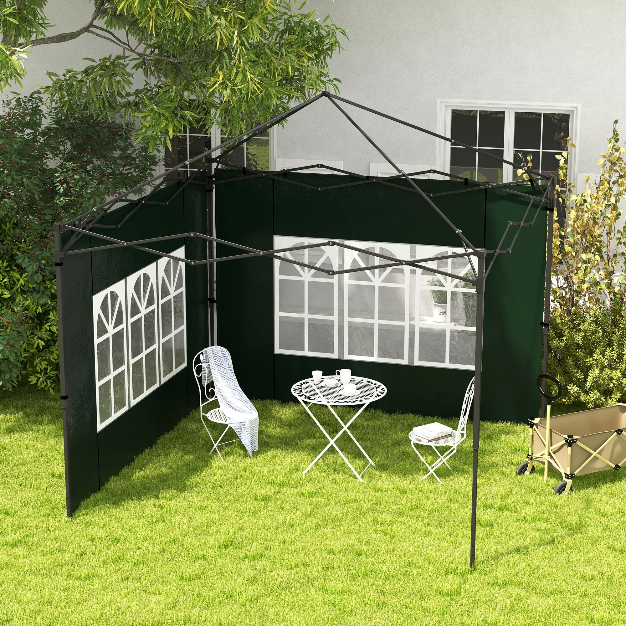 Outsunny Set of Two 3 x 3m Gazebo Frame Replacement Walls - Green - North Peak Garden Furniture