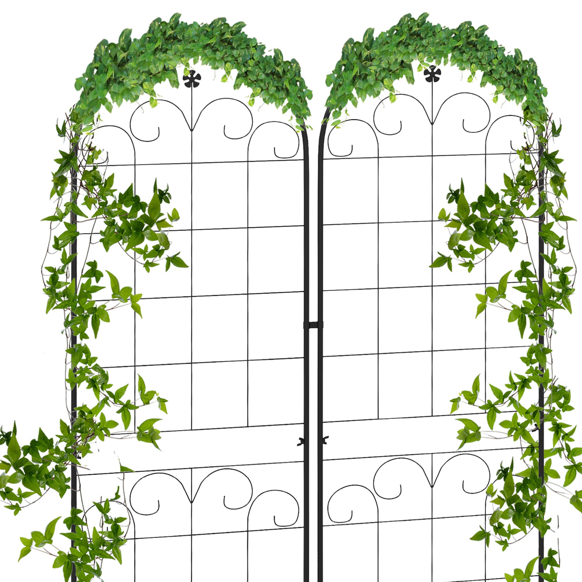 Outsunny Metal Trellis Set of 2, Garden Trellis for Climbing Plants Support Frames, Floral Design