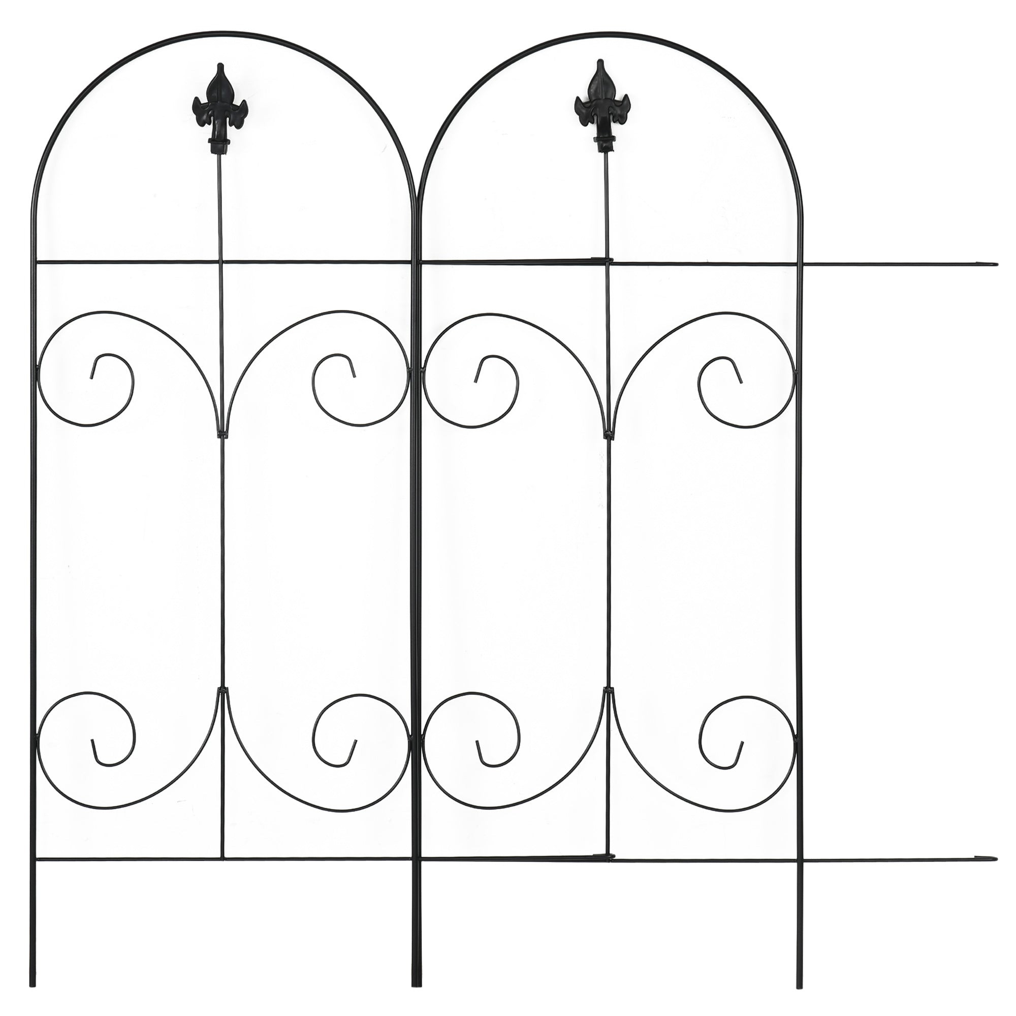Outsunny Decorative Garden Fencing, 8PCs 44in x 12.5ft Outdoor Picket Fence Panels, Rustproof Metal Wire Landscape Flower Bed Border Edging, Black - North Peak Garden Furniture