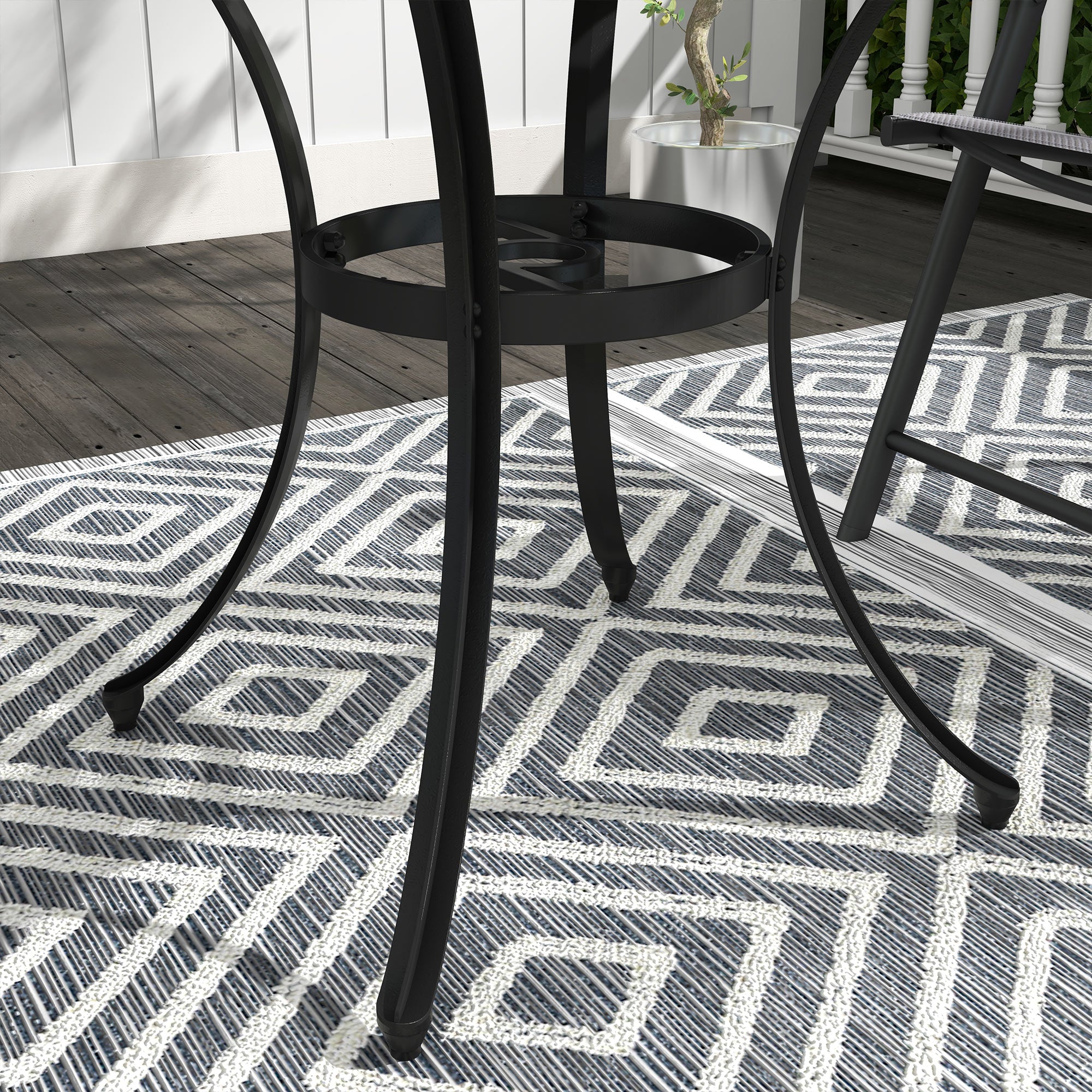 Outsunny Round Aluminium Table, with ⌀50mm Parasol Hole - North Peak Garden Furniture