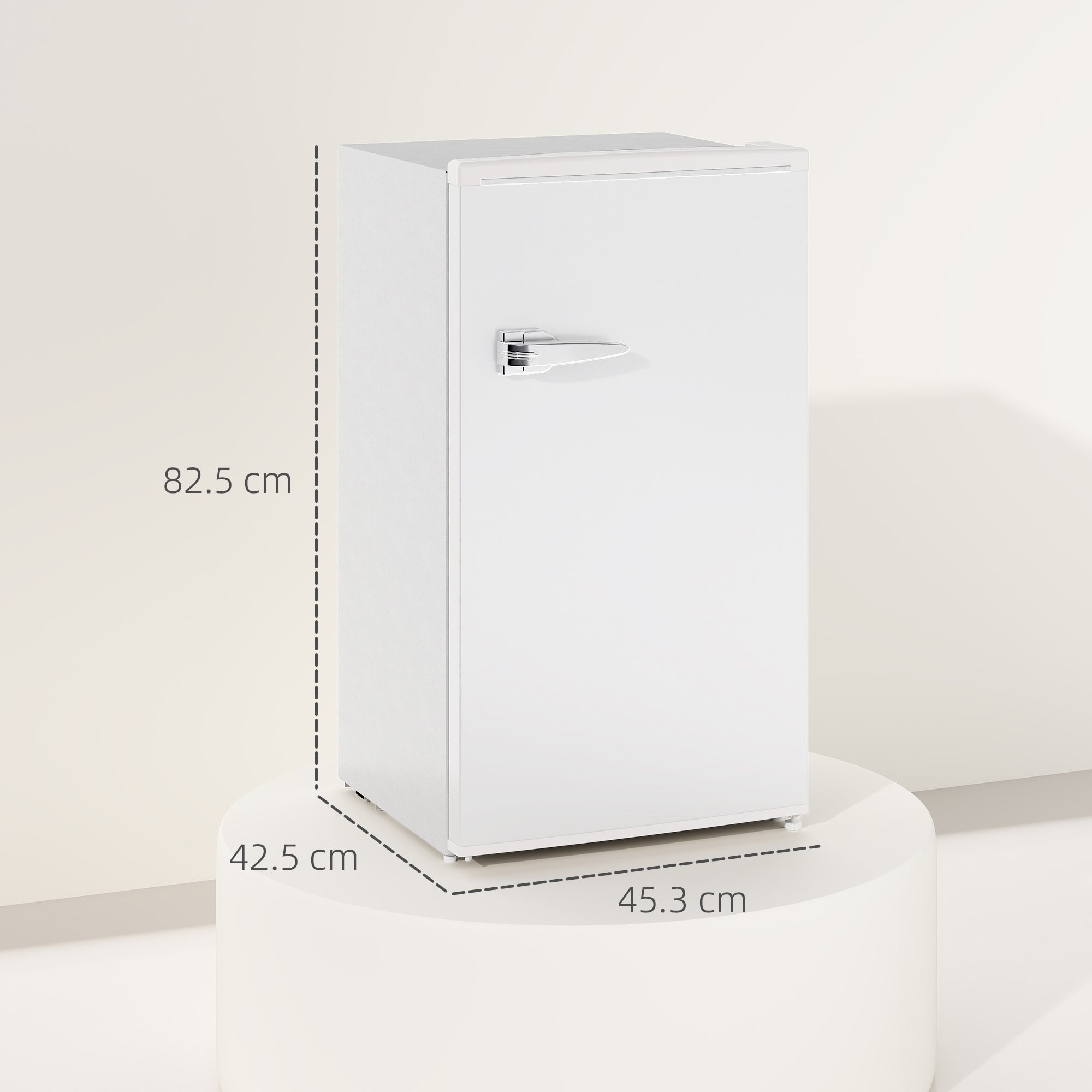 HOMCOM Under Counter Fridge, 85L Small Retro Refrigerator with Chiller Box, Adjustable Thermostat, Glass Shelves, White - North Peak Garden Furniture