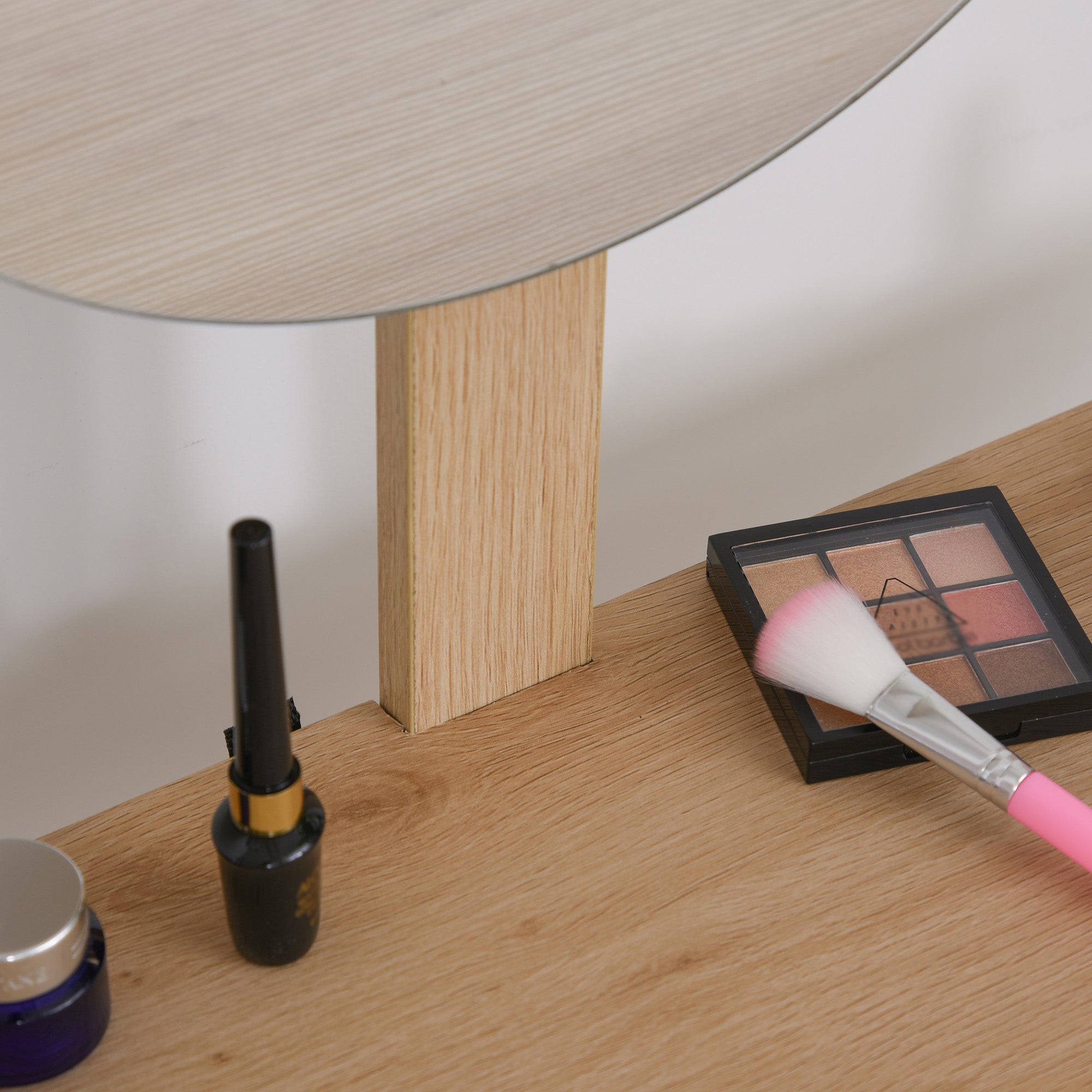 HOMCOM Dressing Table with Drawer and Mirror height adjustable Wooden Oak Color Bedroom Dressing Room Elegant and Durable - North Peak Garden Furniture