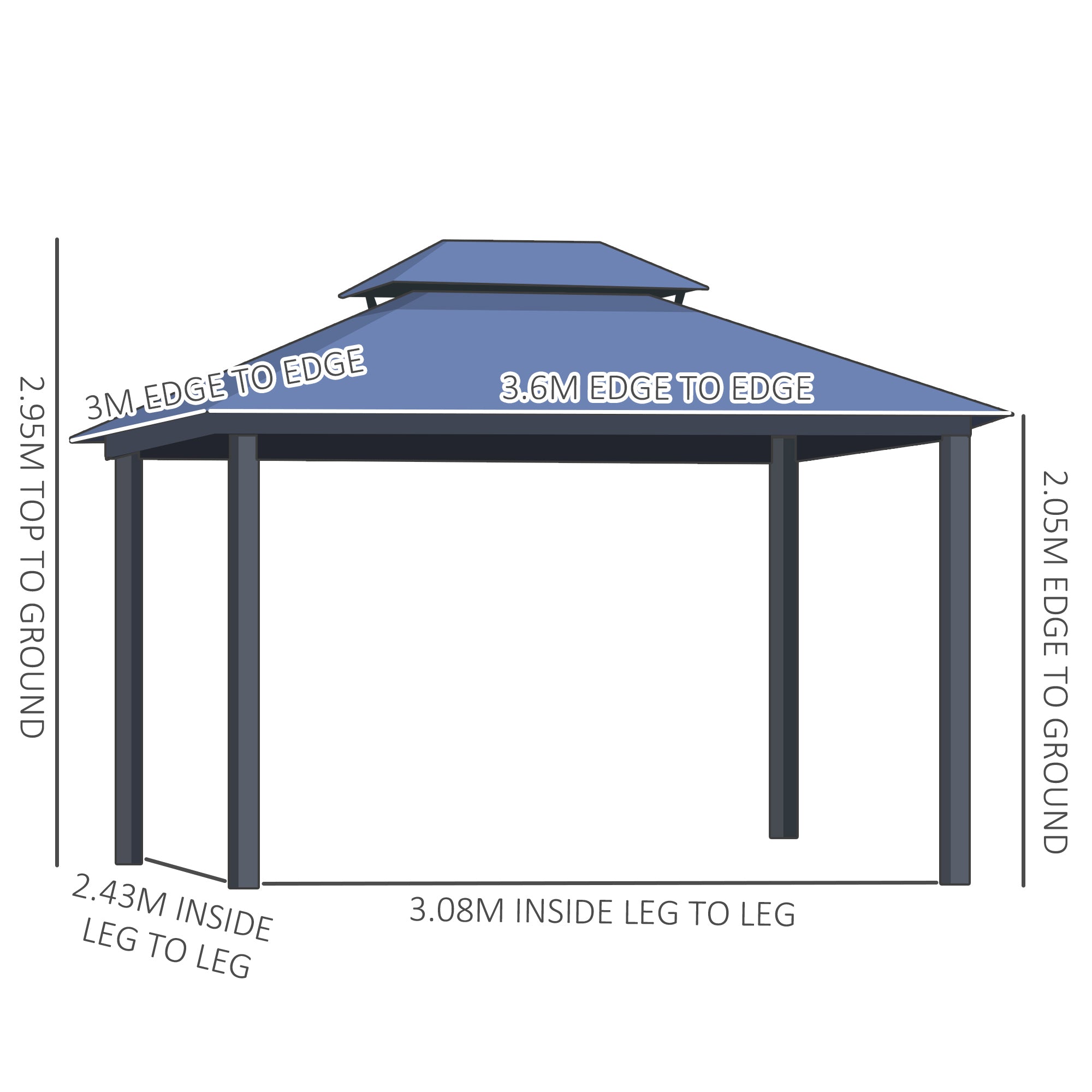 Outsunny Outdoor 3.6 x 3(m) Gazebo Cabana w/ Steel Frame & Net Sidewalls for Privacy - North Peak Garden Furniture