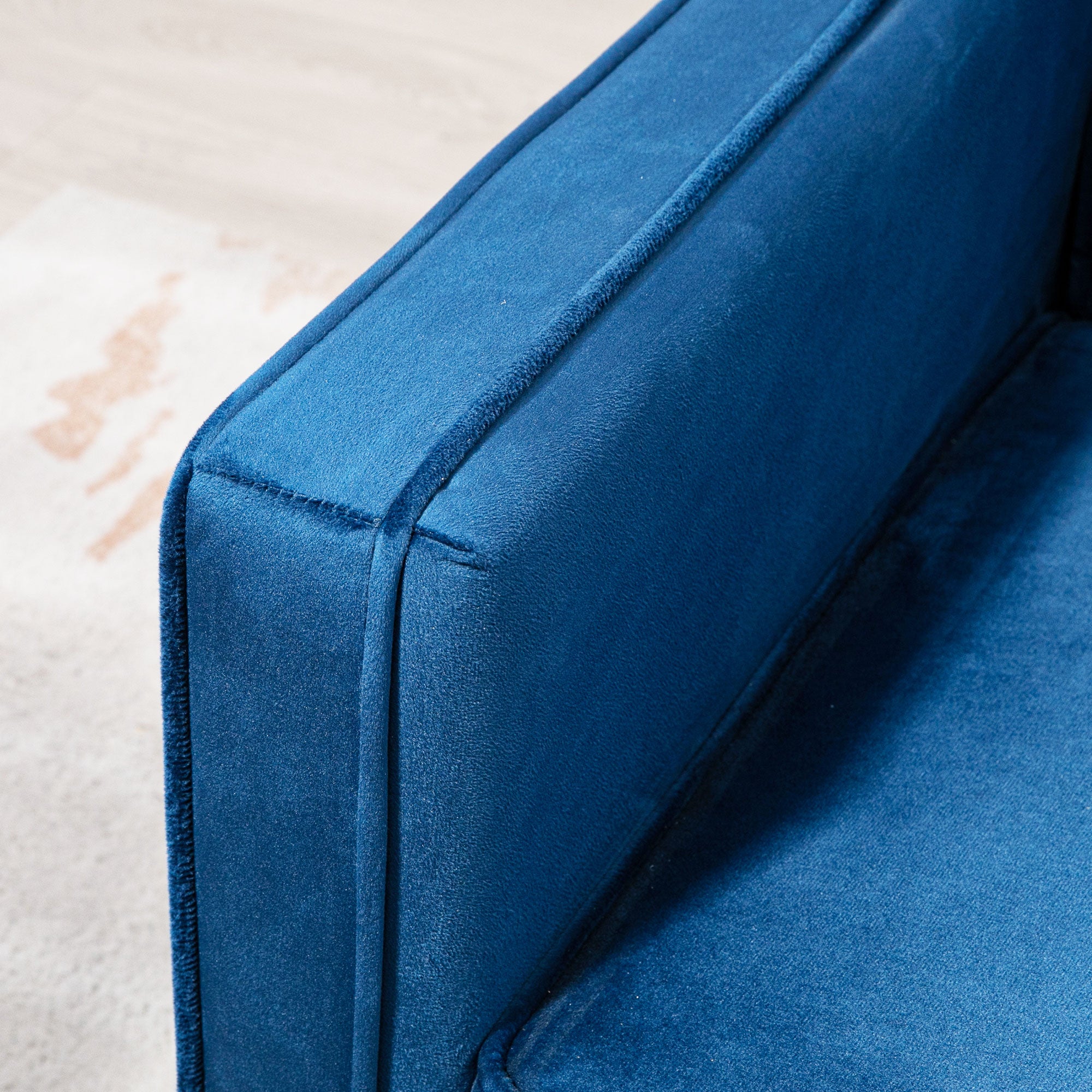 HOMCOM Velvet-Feel Three-Seater Sofa Bed - Blue - North Peak Garden Furniture