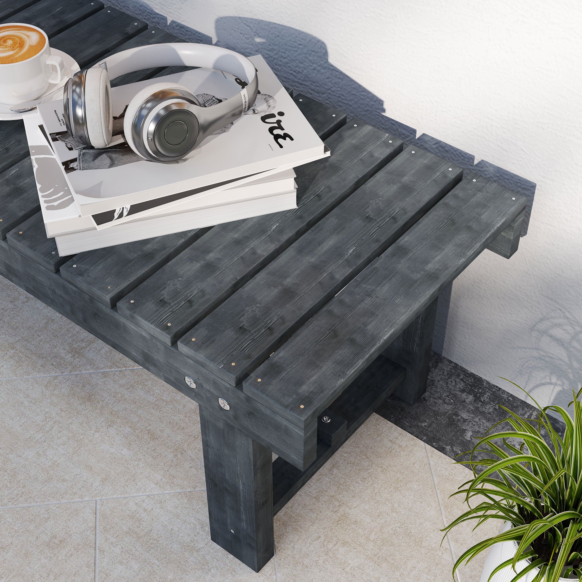 Outsunny 2-Seater Garden Wooden Bench, Grey - North Peak Garden Furniture