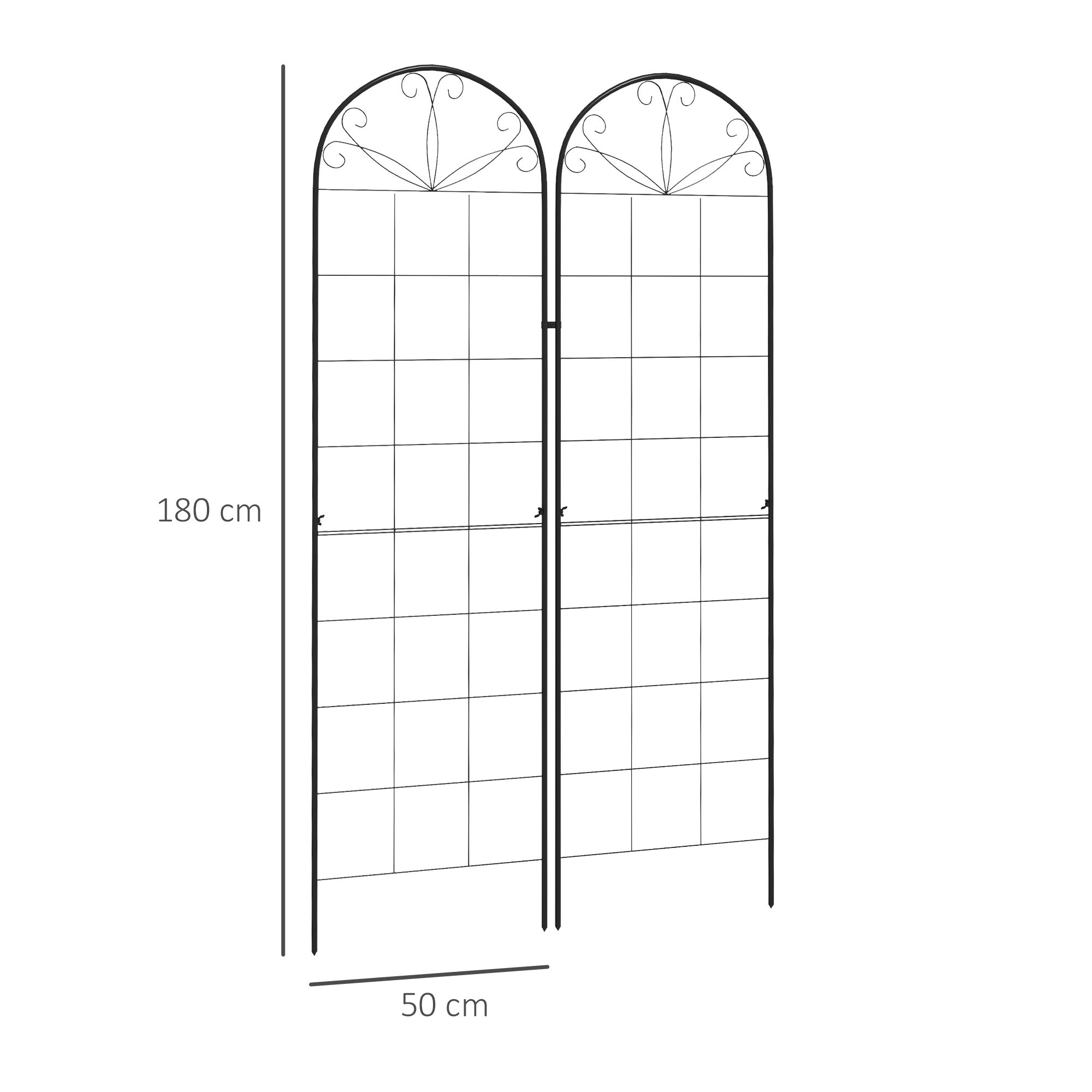 Outsunny Metal Trellis Set of 2, Garden Trellis for Climbing Plants Support Frames, Grid Design - North Peak Garden Furniture