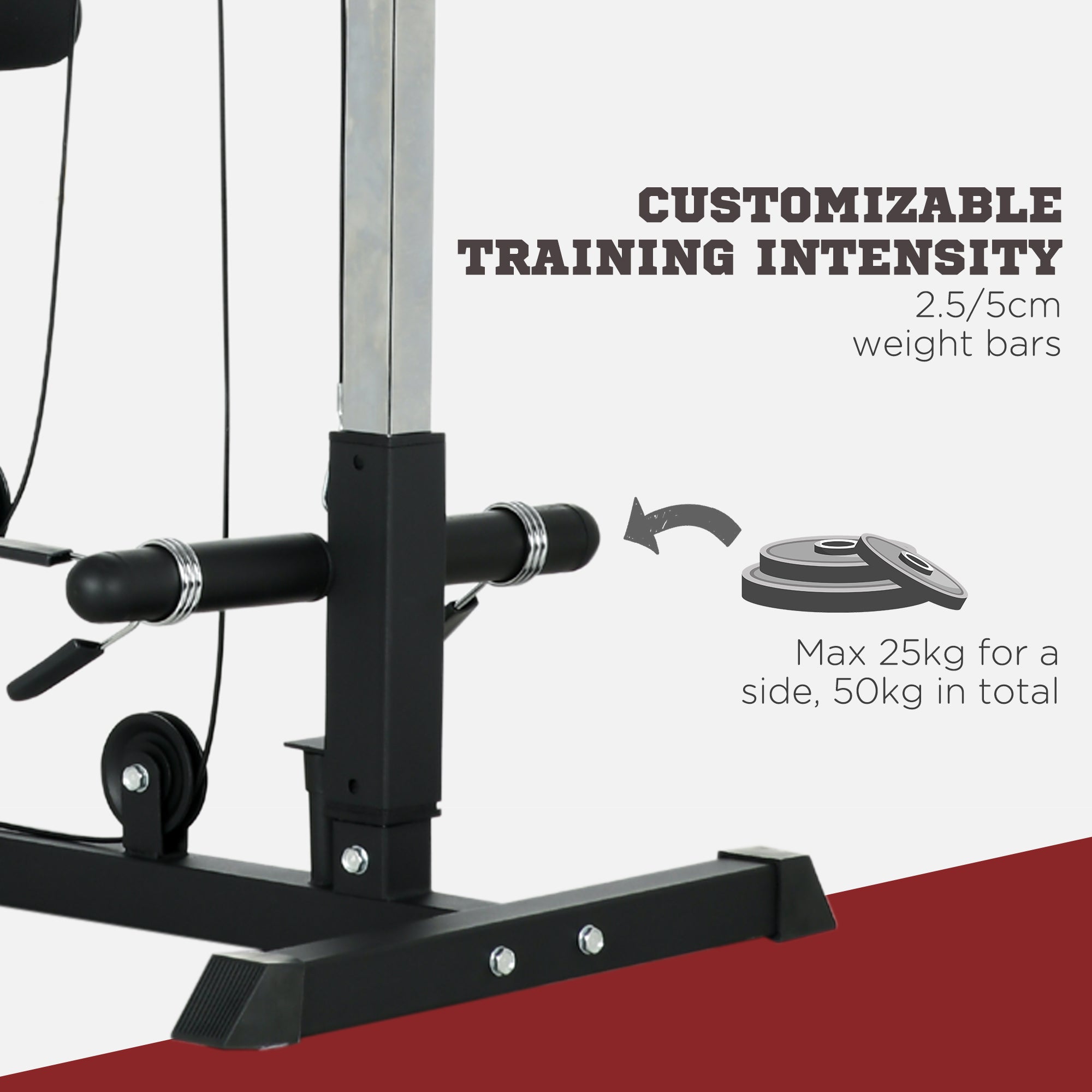 SPORTNOW Pull Up Station, Power Cage with Adjustable Seat, for Home Gym - Black - North Peak Garden Furniture