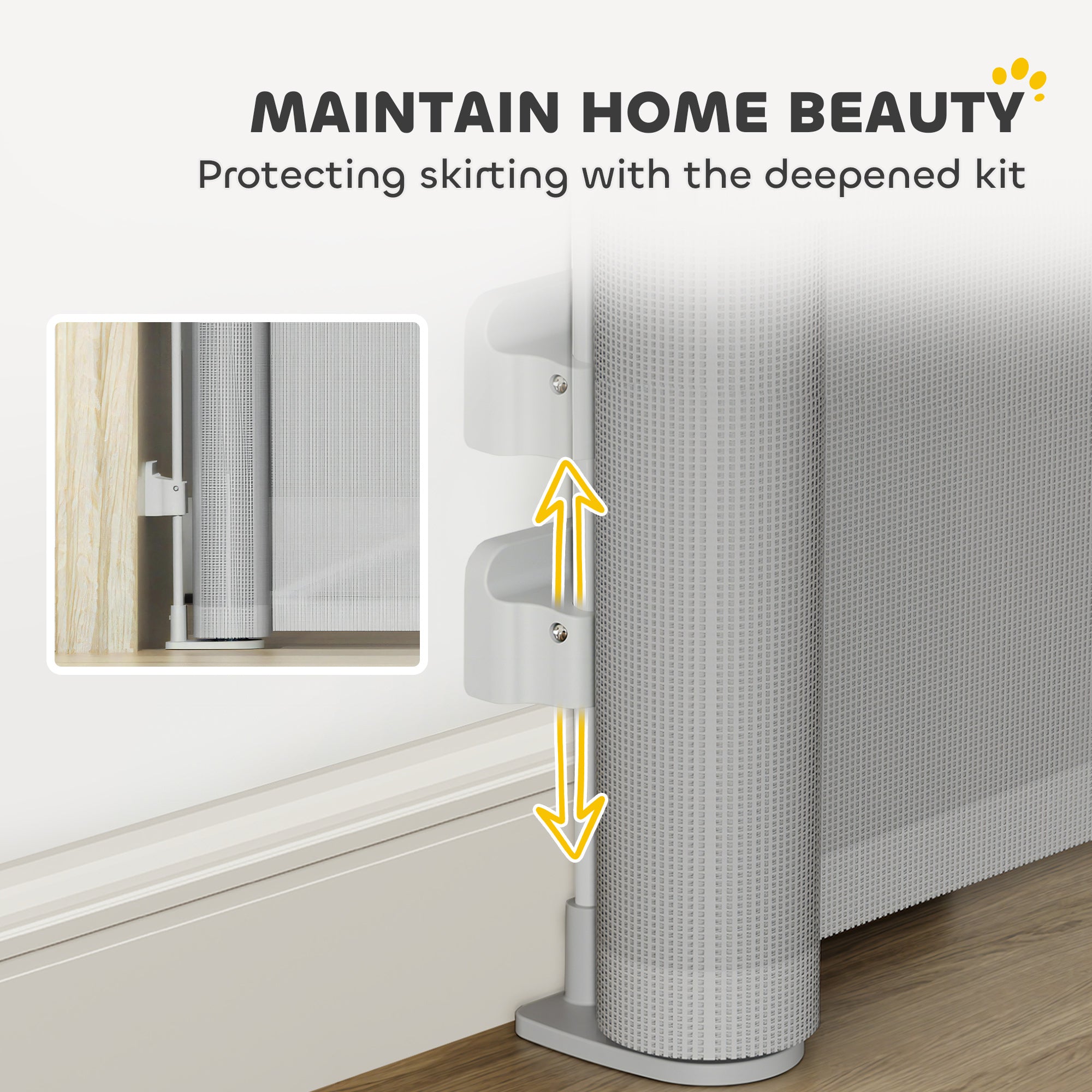 PawHut Retractable Stair Gate Extends Up to 140 cm Wide, Dog Gate for Doorways, Stairways, Hallways, Grey - North Peak Garden Furniture