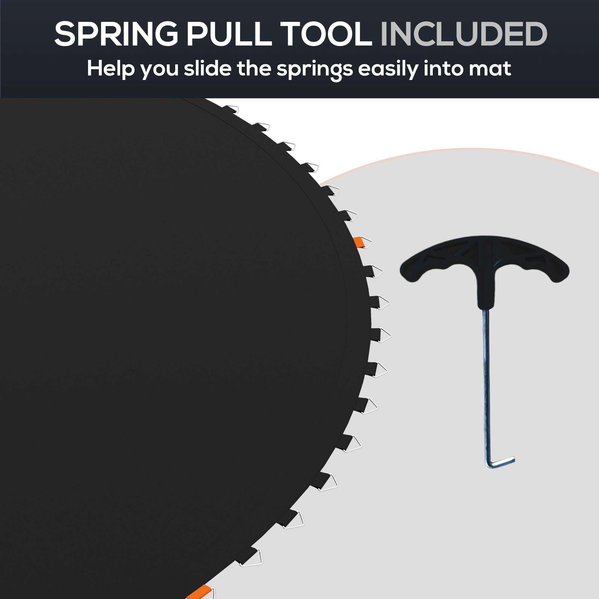 SPORTNOW Replacement Trampoline Mat with Spring Pull Tool, 72 V-Hooks, for 12ft Trampoline using 14cm Springs