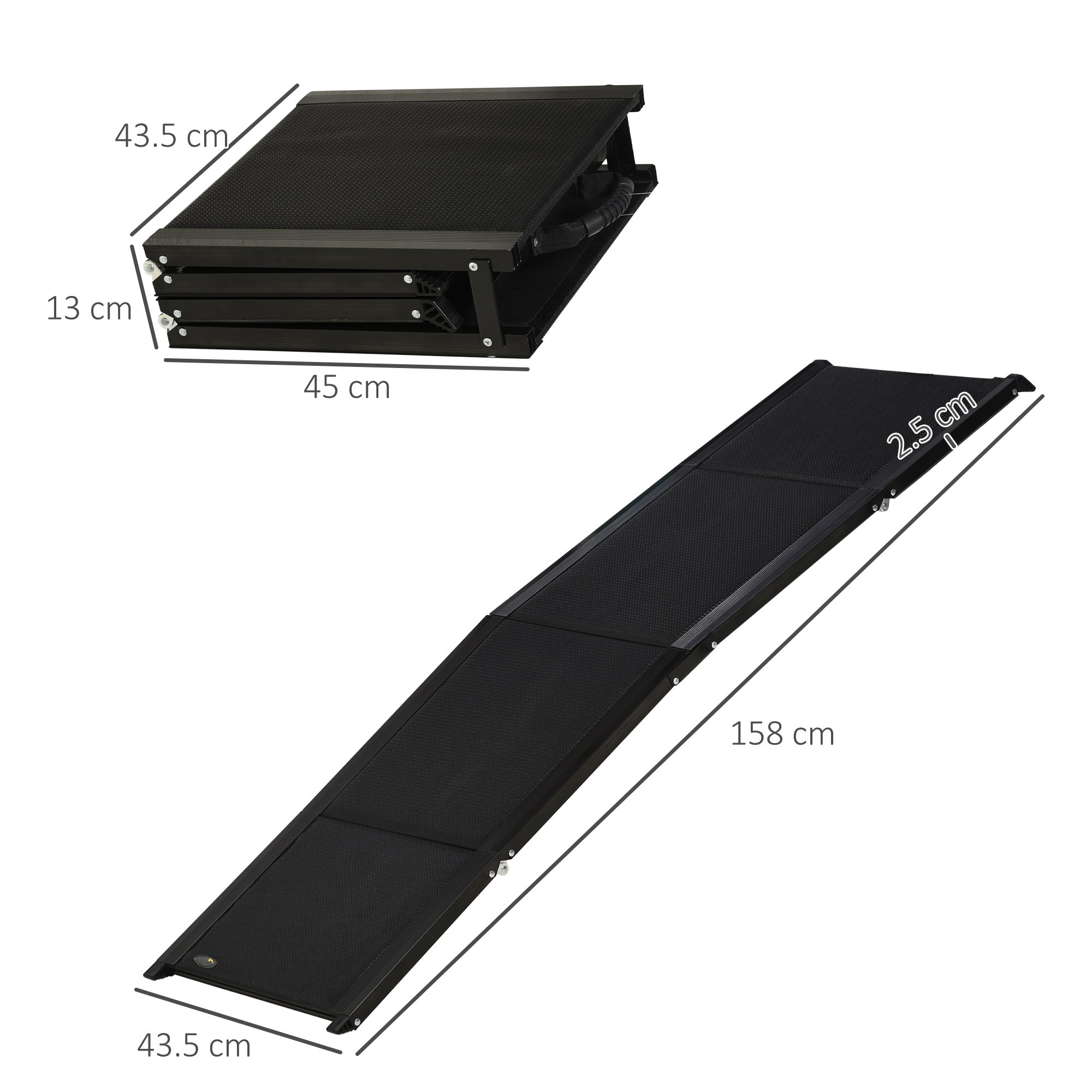 PawHut Folding Dog Ramp for Car, Portable Pet Ramp, with Non-Slip Surface, Aluminium Alloy Frame, for XL Dogs - North Peak Garden Furniture