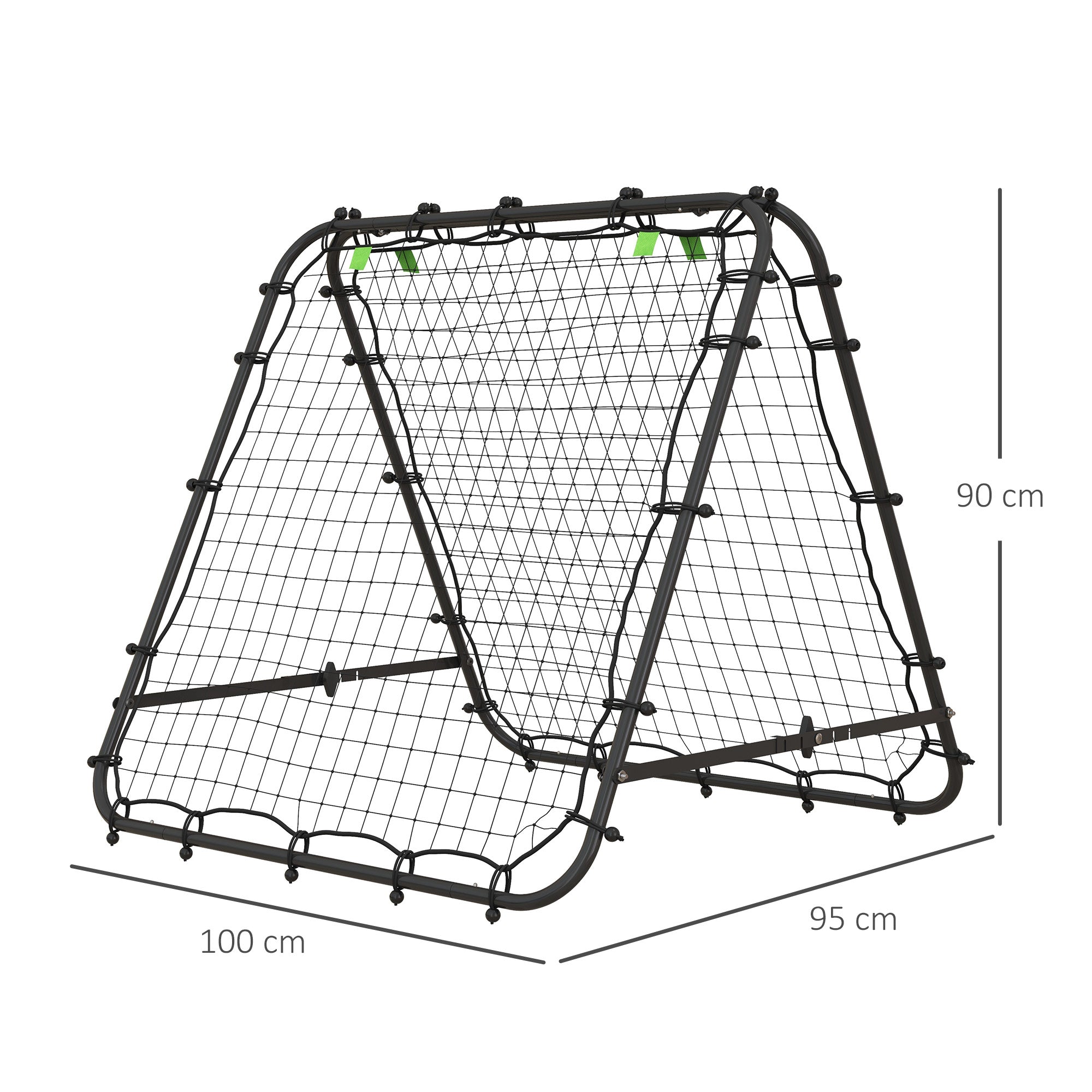 HOMCOM Double Sided Football Rebounder Net, Football Rebound Goal with 5 Adjustable Angles, Black - North Peak Garden Furniture