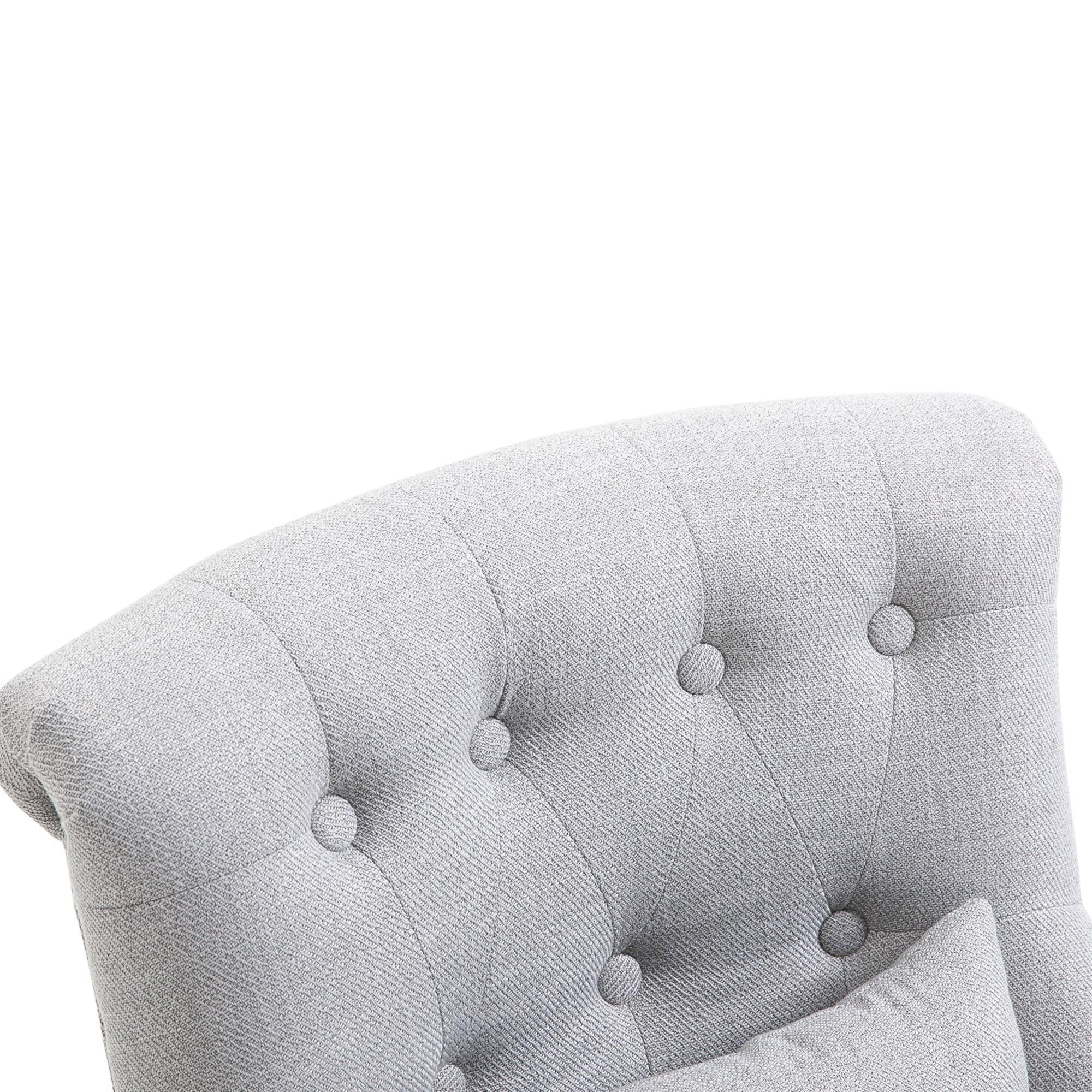 HOMCOM Fabric Single Sofa Dining Chair Tub Chair Upholstered W/ Pillow Solid Wood Leg Home Living Room Furniture Grey - North Peak Garden Furniture