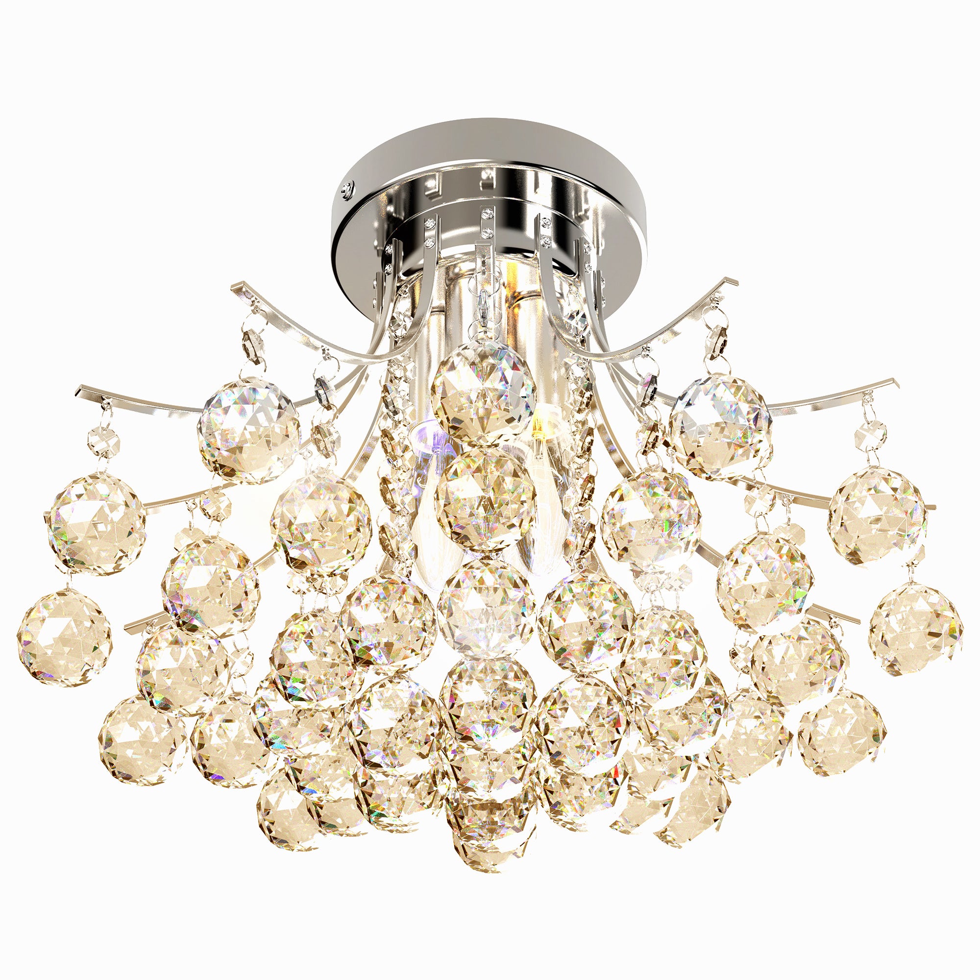 HOMCOM 3 Lights Mordern Style Ceiling Chandelier Pendant Crystal Light w/ Transparent K9 Crystal Droplets D40 X 28H (CM)